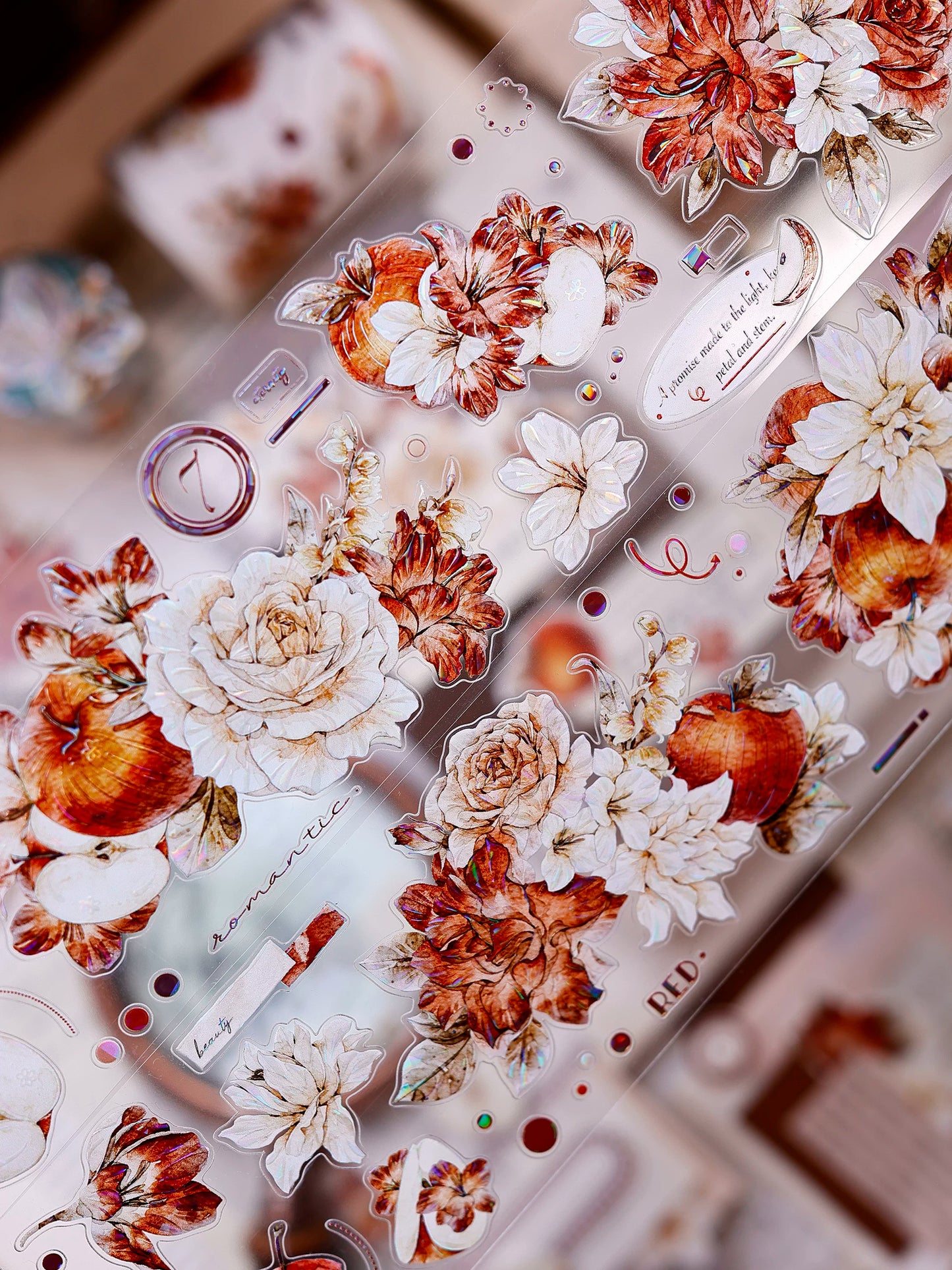 XiaoBaiJia【Sweet Dream Blossoms】Orginal Design Kiss-cut Washi/Pet Floral Tape Light Retro Landscaping Stickers