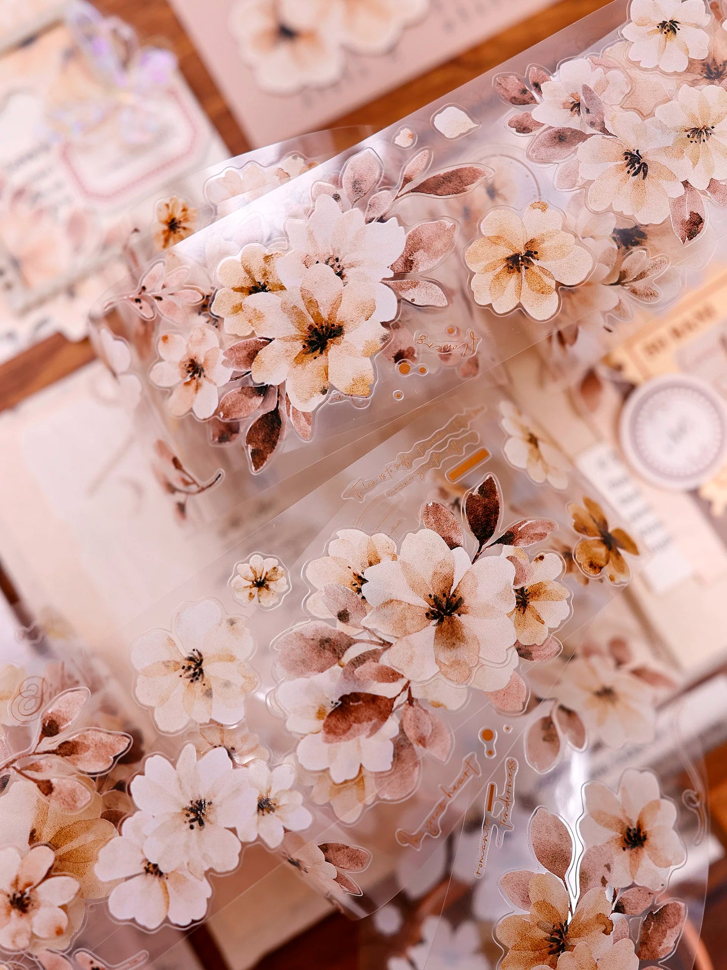 XiaoBaiJia Salt Series【Warm Yellow Fragrant Branches】Pre-cut Orginal Design Washi/Pet Tape Light Retro Stickers