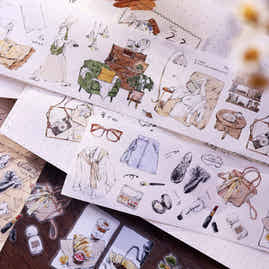 XiaoBaiJia Salt Series【A Person's Daily Routine】Pre-cut Orginal Design Washi/Pet Tape Light Retro Stickers