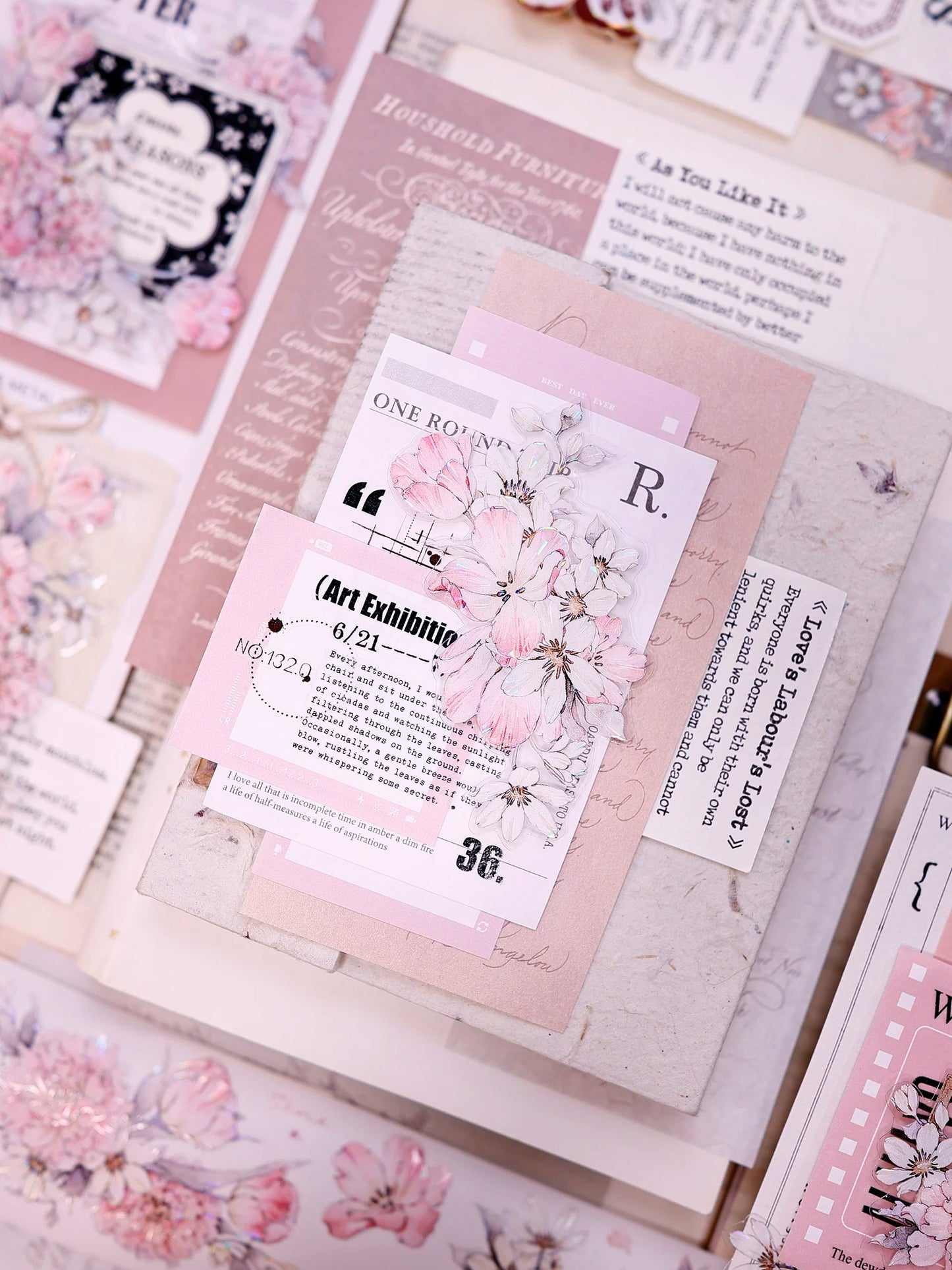 XiaoBaiJia Salt Series【Powdered Floss】Pre-cut Orginal Design Washi/Pet Tape Light Retro Stickers