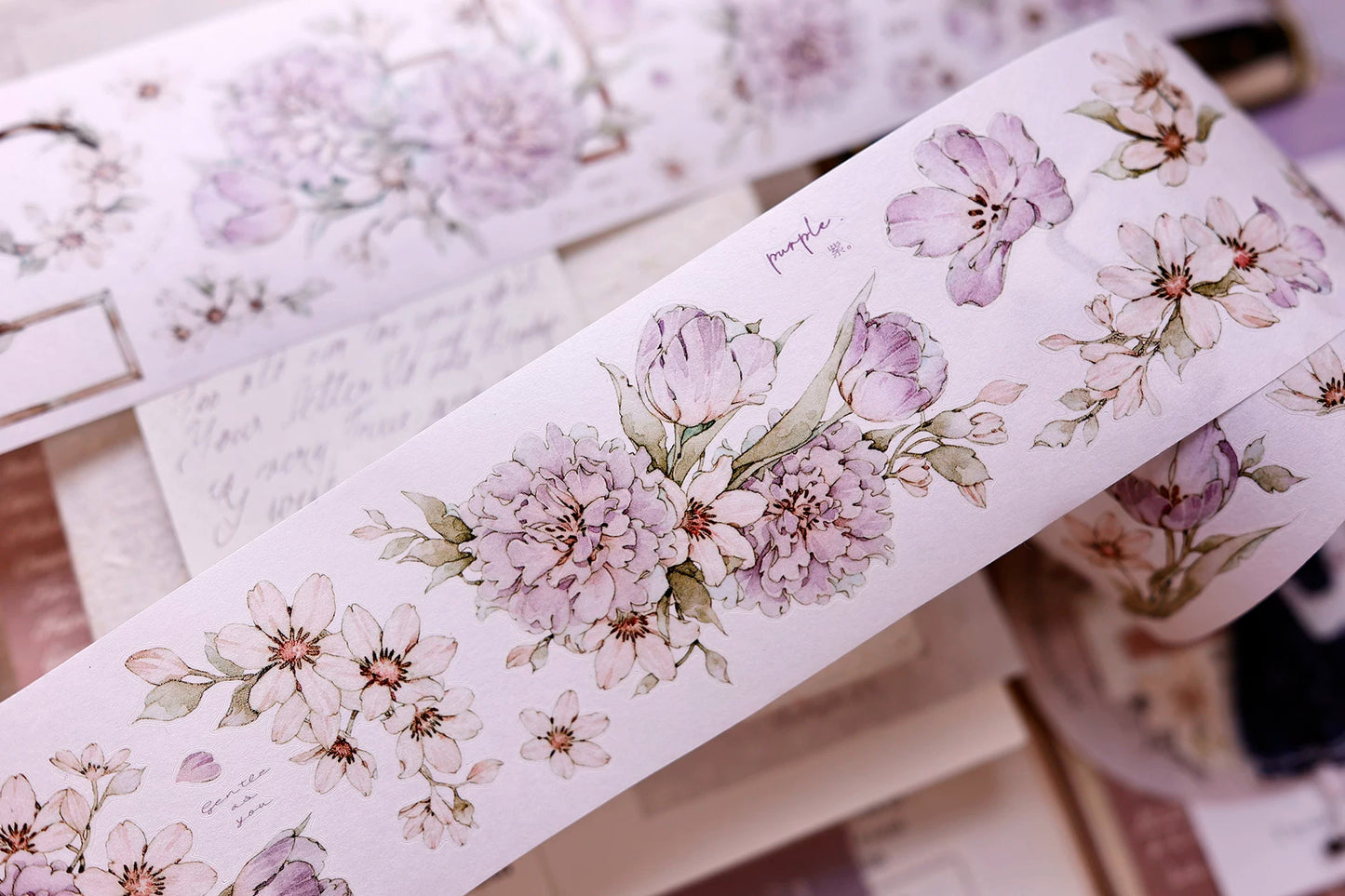 XiaoBaiJia Salt Series【Smoky Purple】Pre-cut Orginal Design Washi/Pet Tape Light Retro Stickers