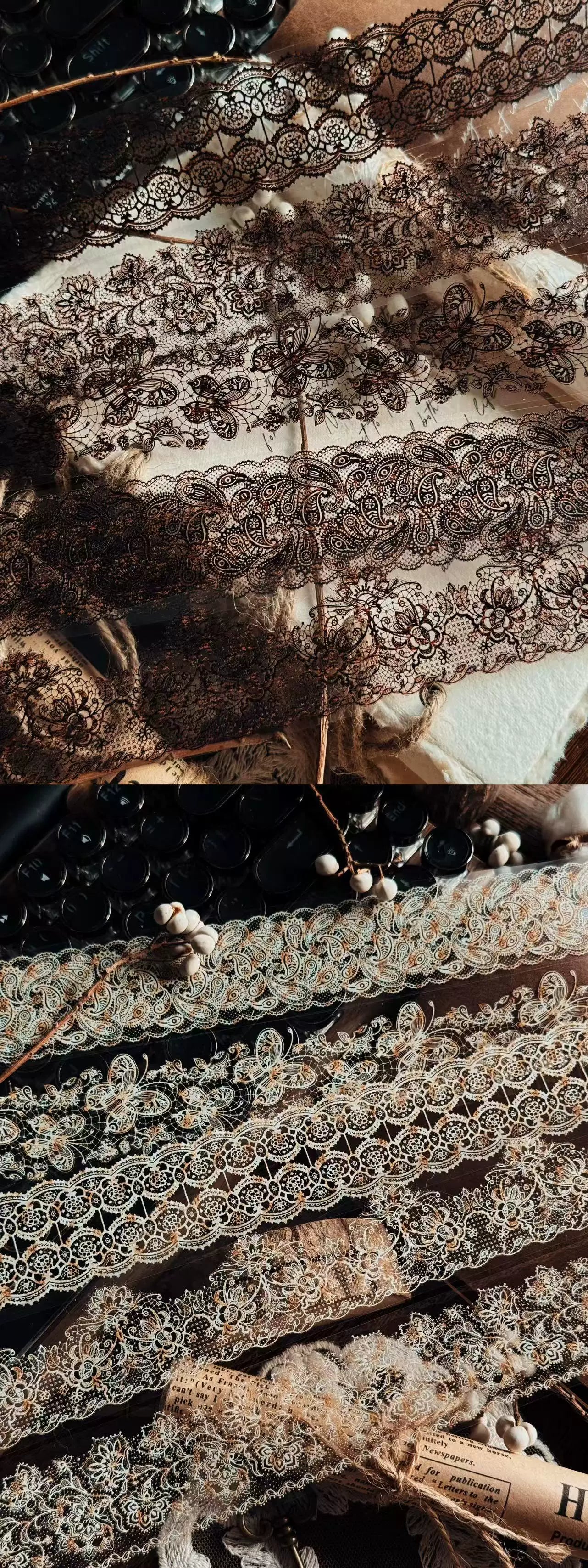 Linlanxi Vol13【Vintage Lace Trim】Original Design Retro Broken Paper Bookkeeping Washi Pet Tape