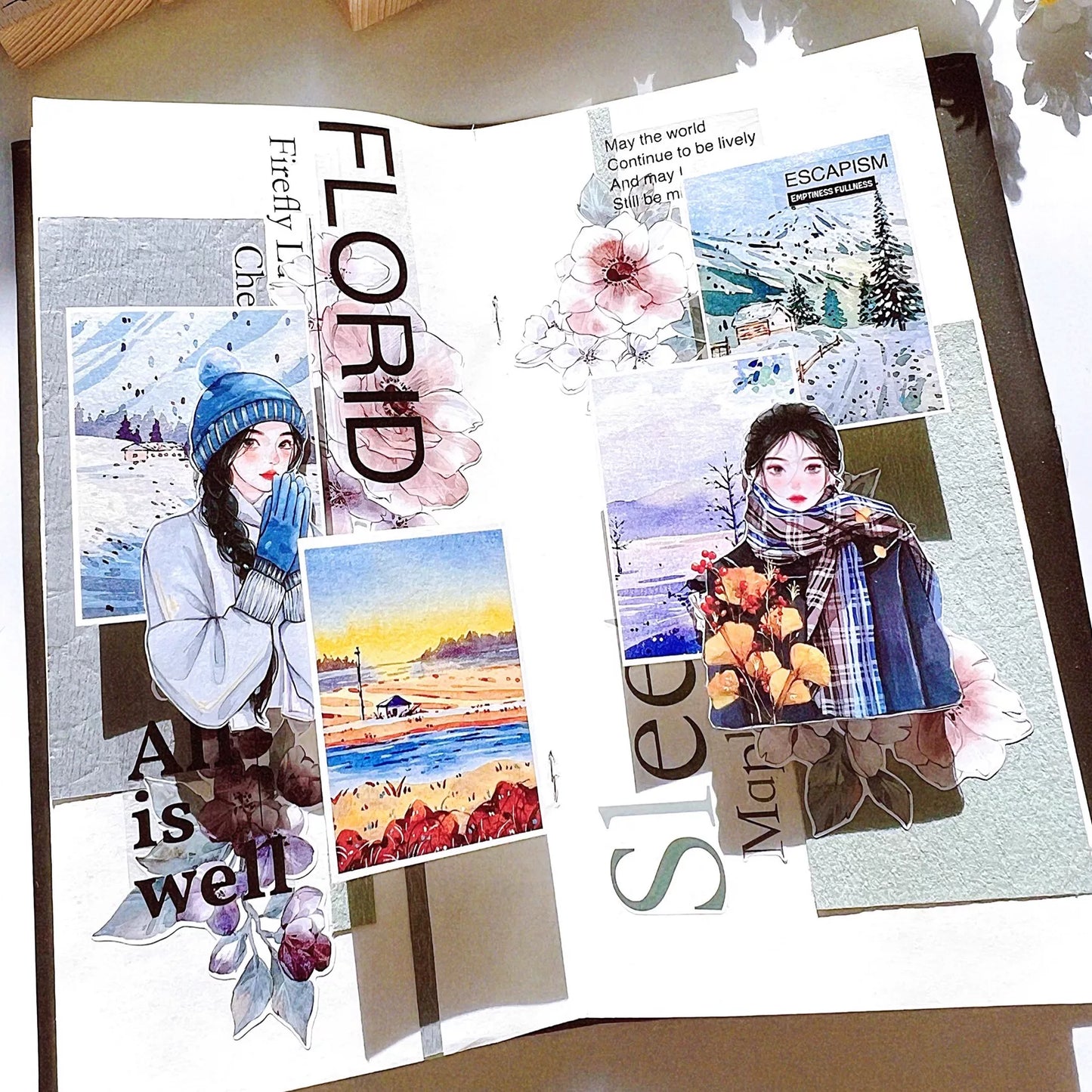 XingXing【Moon Sets Stars Sleep】 Pre-cut Light Retro Warm Healing Autumn and Winter Scenery Washi/PET Tape