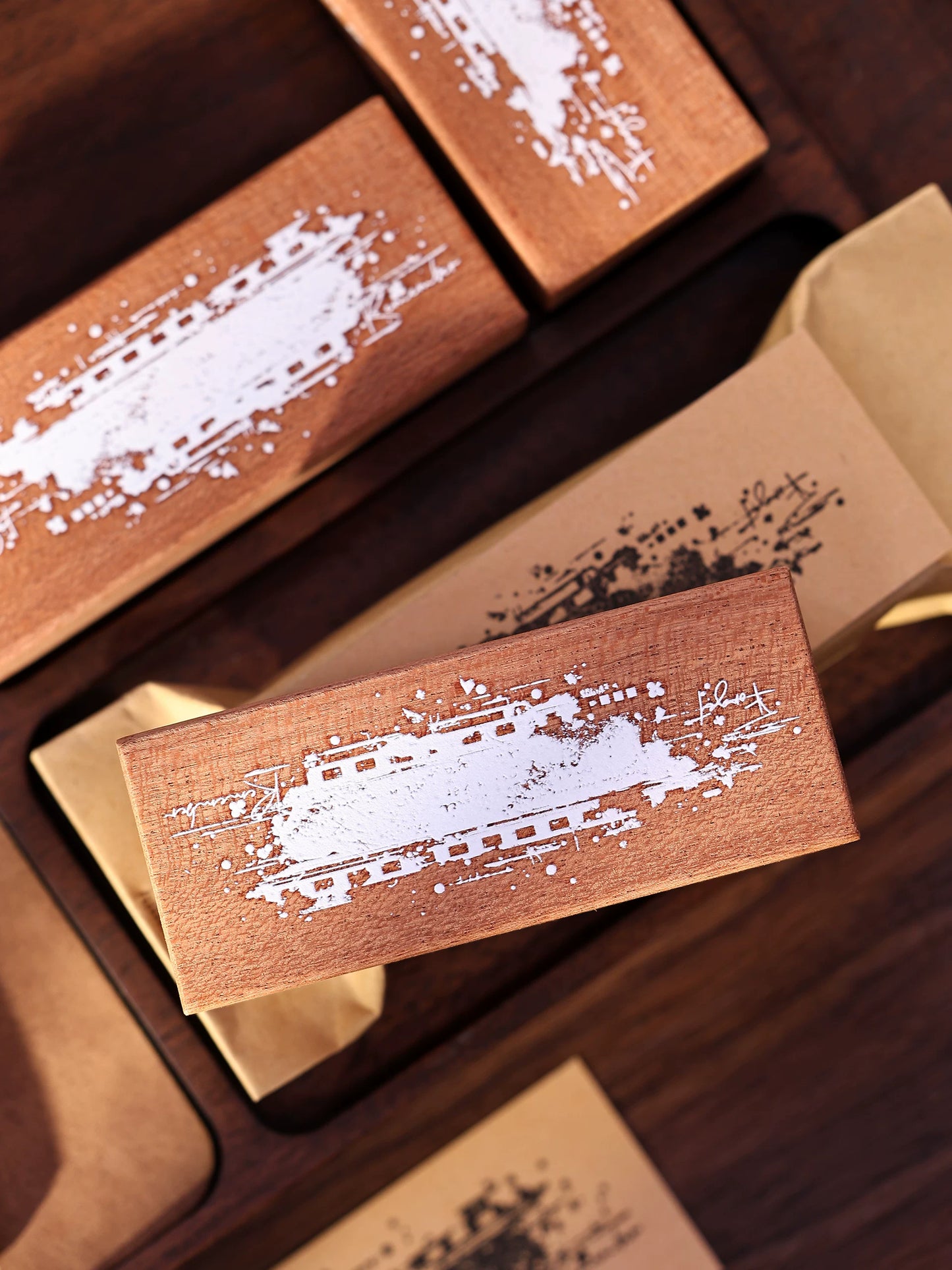 XiaoBaiJia【Basic Salt Backgroud Stamp】Imported Shabili Red Rubber and Maple Wood Stamp