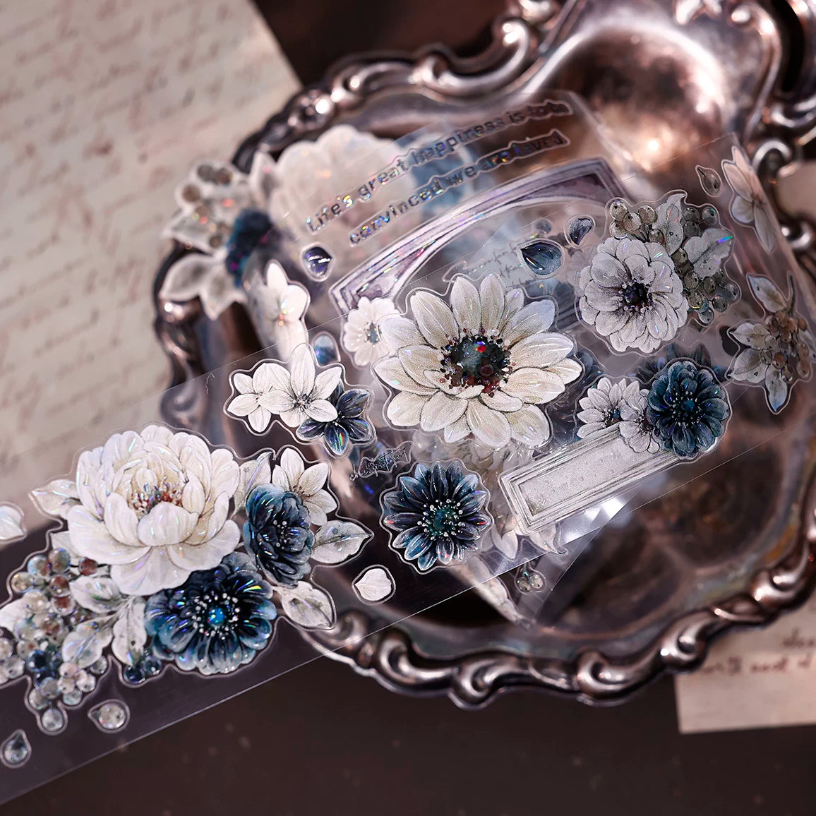 XiaoBaiJia【Old Color Floral Traces】Pre-cut Floral Orginal Design Taiwan Washi Pet Tape Light Retro Stickers