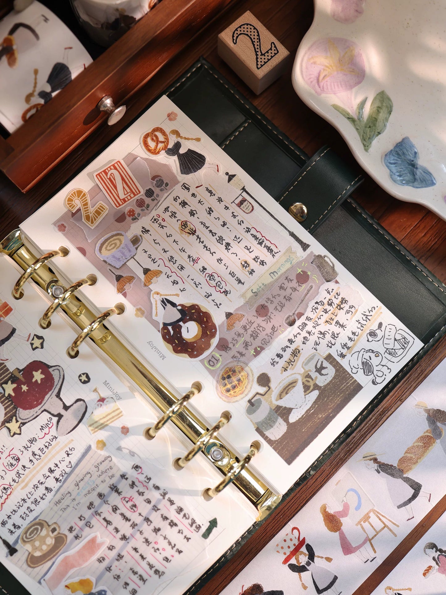 YiEr Vol8【Flower Eating Leisure】Salt Series Pre-cut Orginal Design Washi Tape and PET Stickers