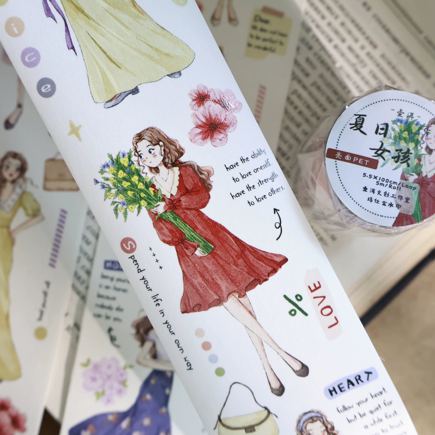YiEr Vol13【Girls of Summer】Orginal Design Character Washi/Pet Tape Light Retro Stickers