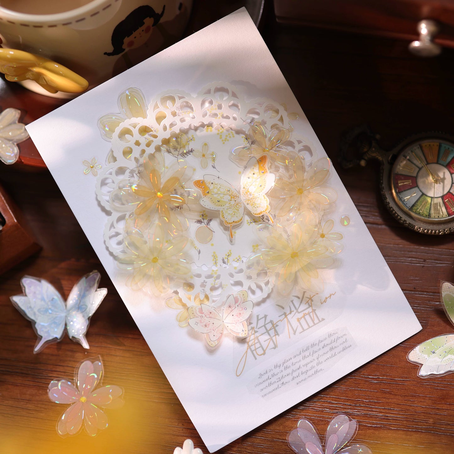 YiEr Vol17【Little Flower Grocery Store】Kiss-cut Light Retro Floral Washi Tape and PET Stickers