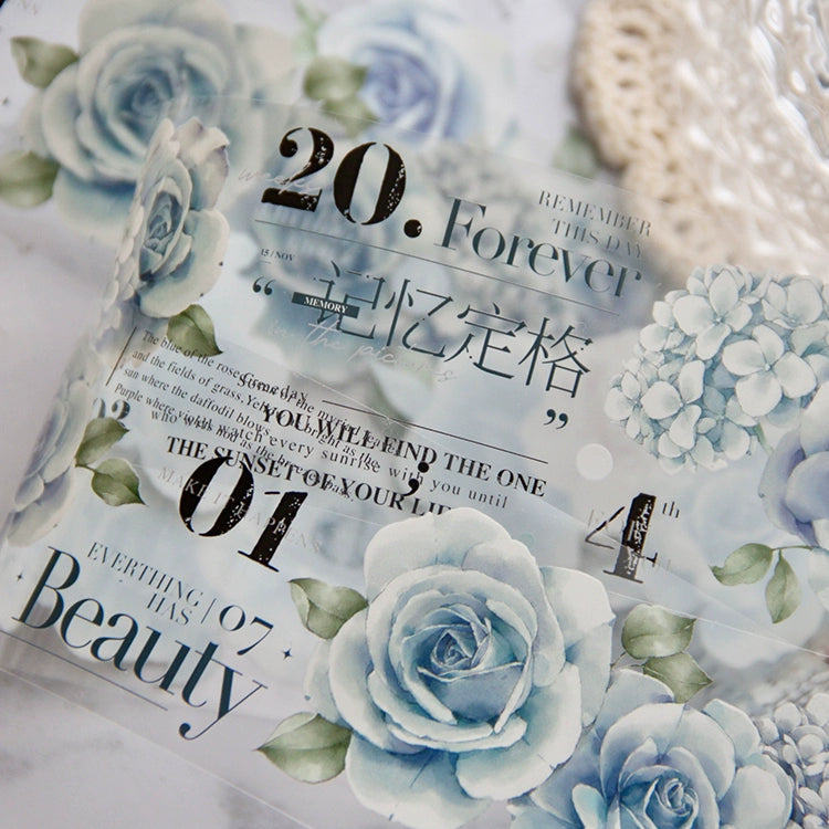 TianCheng-Vol3【Old Dream in the Garden】Floral  and Text Washi/PET Tape,for Scrapbook Supplies,Scrapbook Tape Stickers,Junk Journal Supplies