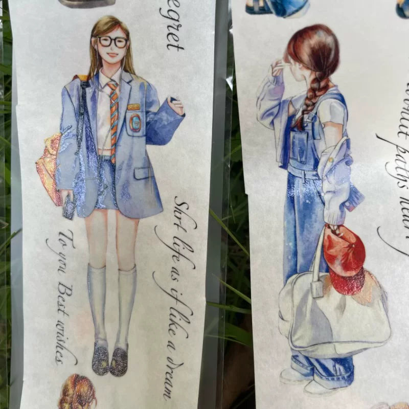 ZaoZao Vol1【Meet】Original Design Kiss-Cut Washi PET Tape Stickers,for Scrapbook Supplies,Journaling,Junk Journal,Bullet Journal,Planner Stickers