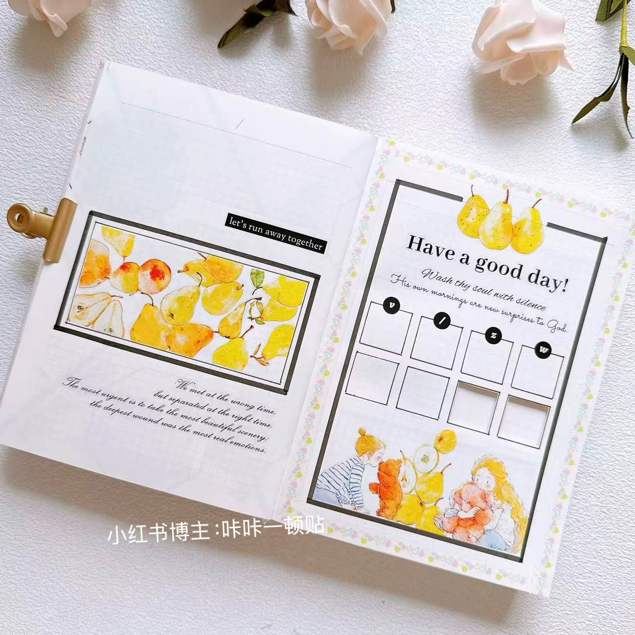 Seahorse Forest Vol7【A43#Big Pear】Original Design Pre-Cut Floral Washi/PET Tape Stickers,for Scrapbook Supplies,Journaling,Junk Journal,Bullet Journal,Planner Stickers