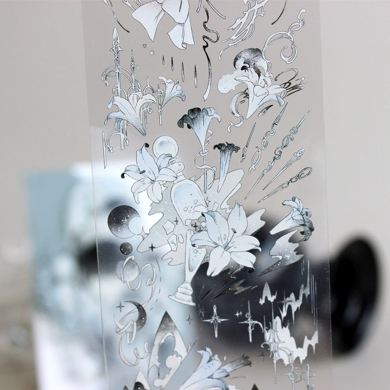 Moodtape【Mythology of Broken Moon】Flowers Lily Moonlight Landscap Original Design Washi/Pet Tape Stickers,for Scrapbook Supplies,Scrapbook Tape Stickers,Junk Journal Supplies