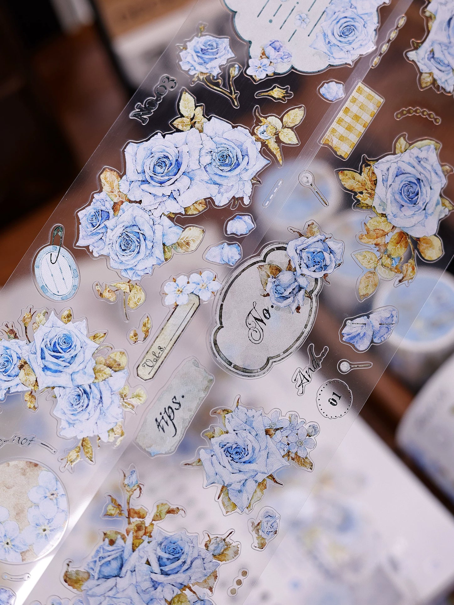 XiaoBaiJia Salt Series【Clear Dew】Pre-cut Orginal Design Floral Washi/Pet Tape Light Retro Stickers