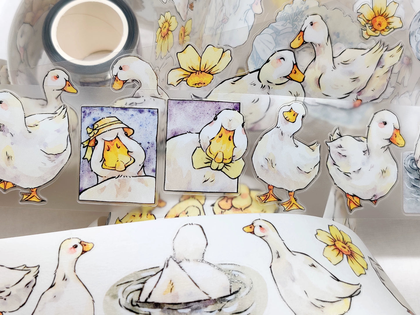 Xiangxiang Vol4 【Duck】Light Retro Animal Scenery Orginal Design Washi Pet Tape Landscaping Stickers