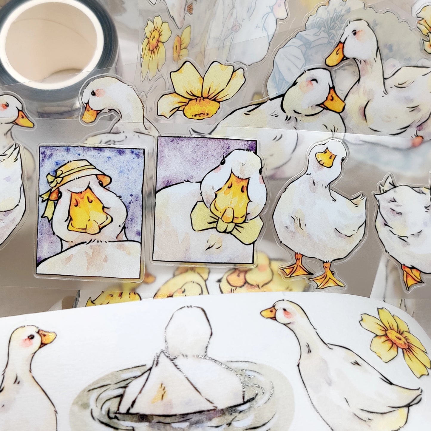 Xiangxiang Vol4 【Duck】Light Retro Animal Scenery Orginal Design Washi Pet Tape Landscaping Stickers