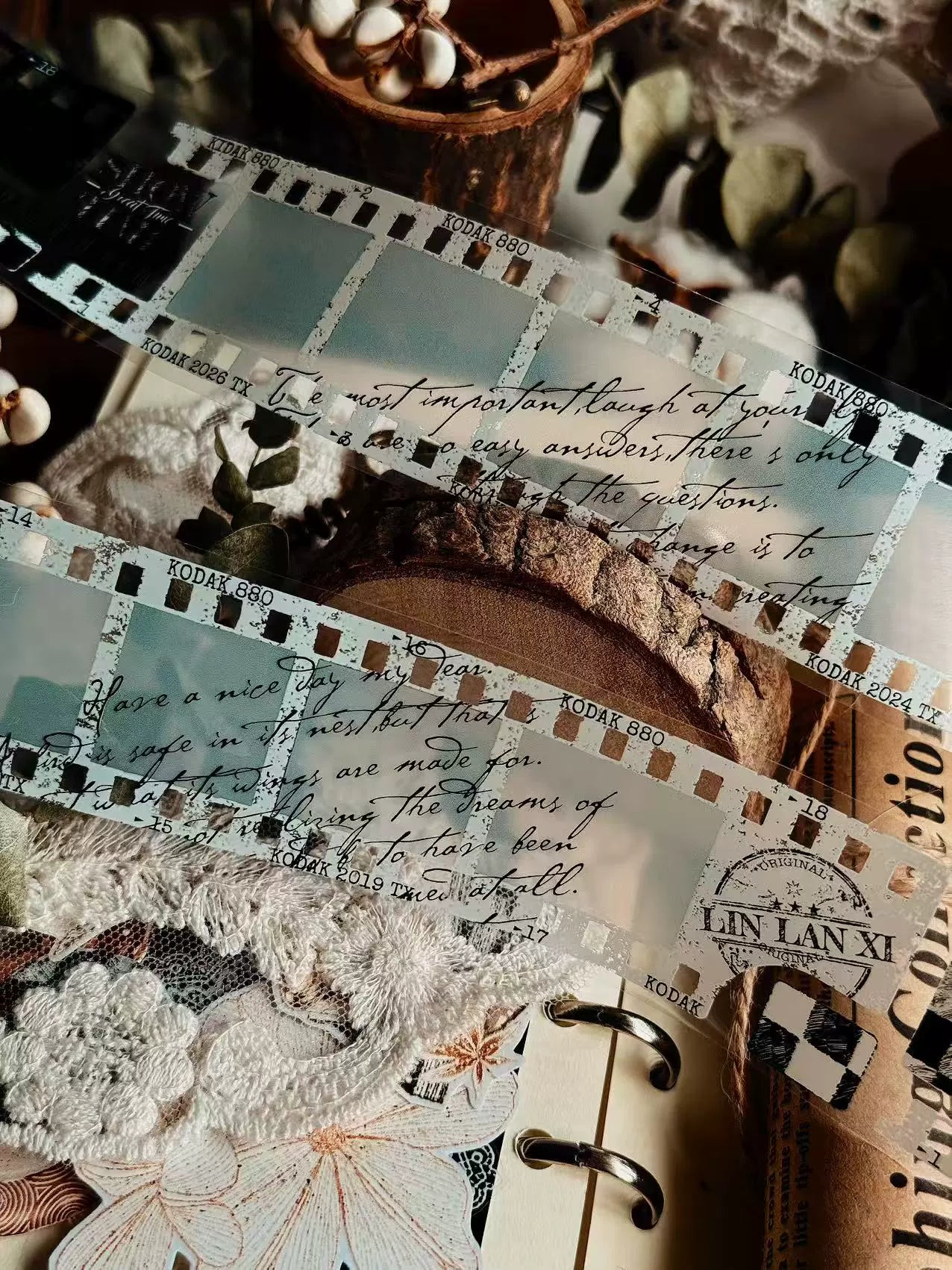 Linlanxi【Memories of Time】Original Washi/Pet Tape New Retro Life Old Film Series Decorative Tape Long Loop Full Roll