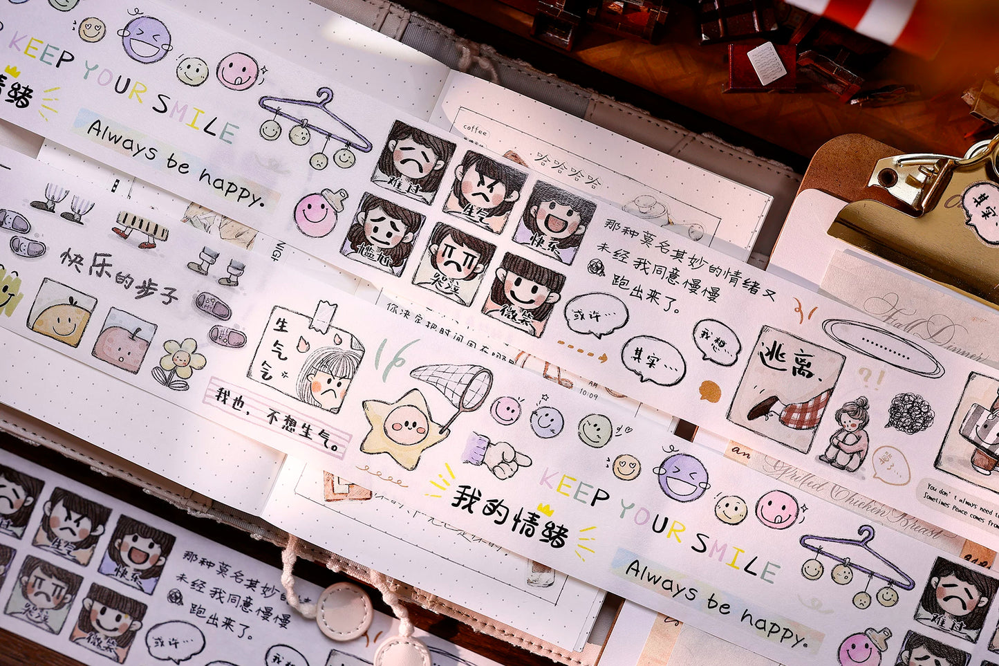 XiaoBaiJia Salt Series【Small Emotions】Pre-cut Orginal Design Vintage Text Washi/Pet Tape Light Retro Stickers