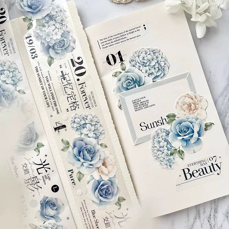 TianCheng-Vol3【Old Dream in the Garden】Floral  and Text Washi/PET Tape,for Scrapbook Supplies,Scrapbook Tape Stickers,Junk Journal Supplies