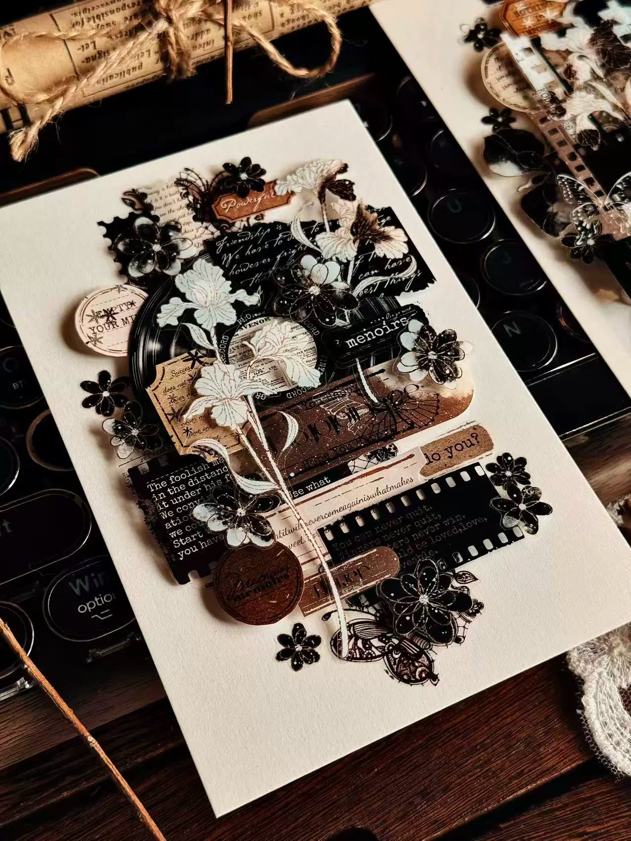 Linlanxi Vol13【Dark Kite Flowers Gradually】Original Design Retro Exquisite Vintage Decorative Washi/Pet Tape