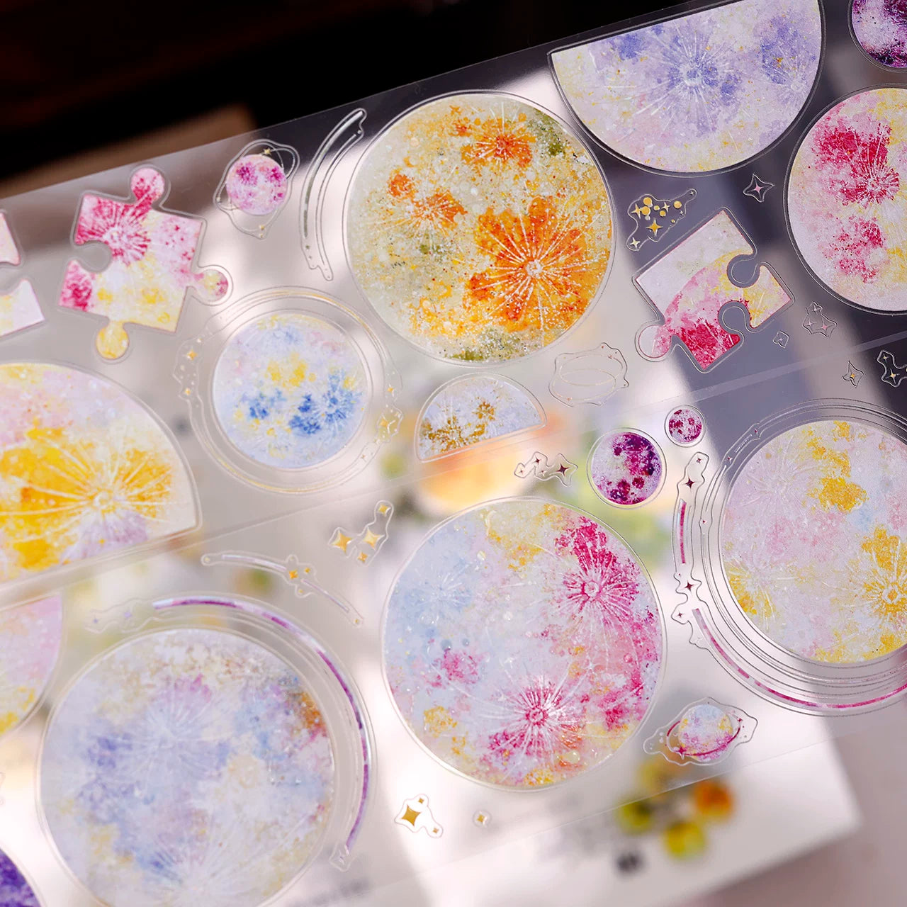 XiaoBaiJia【Starfall】Pre-cut Dream Planet Orginal Design Washi Pet Tape Light Retro Stickers