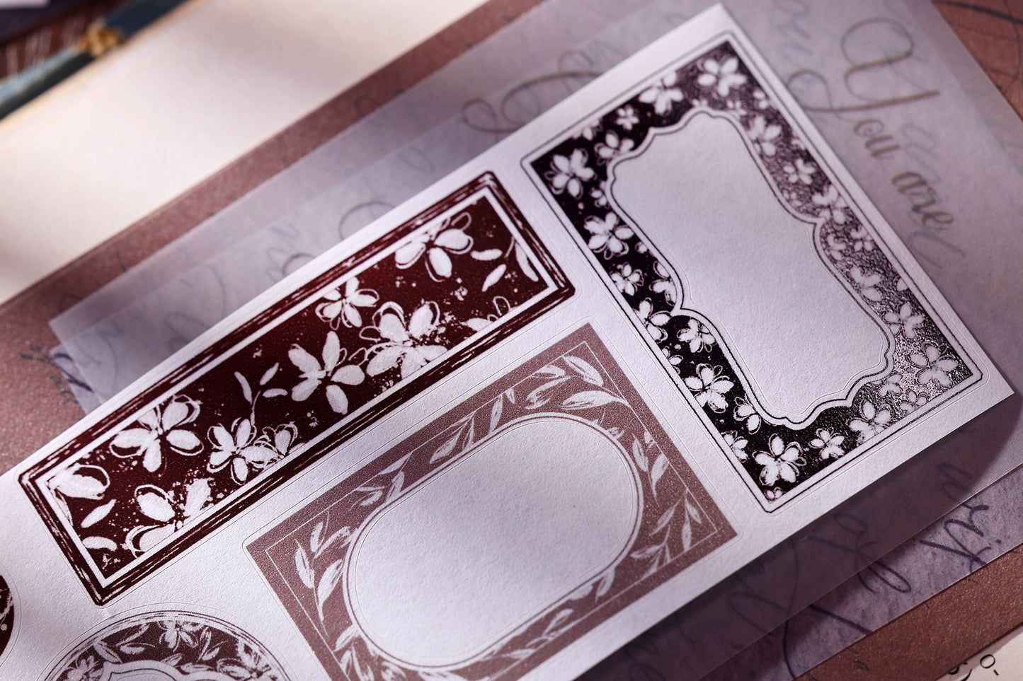 XiaoBaiJia【Flower Frame】Light Retro Orginal Design Washi Pet Tape Landscape Stickers