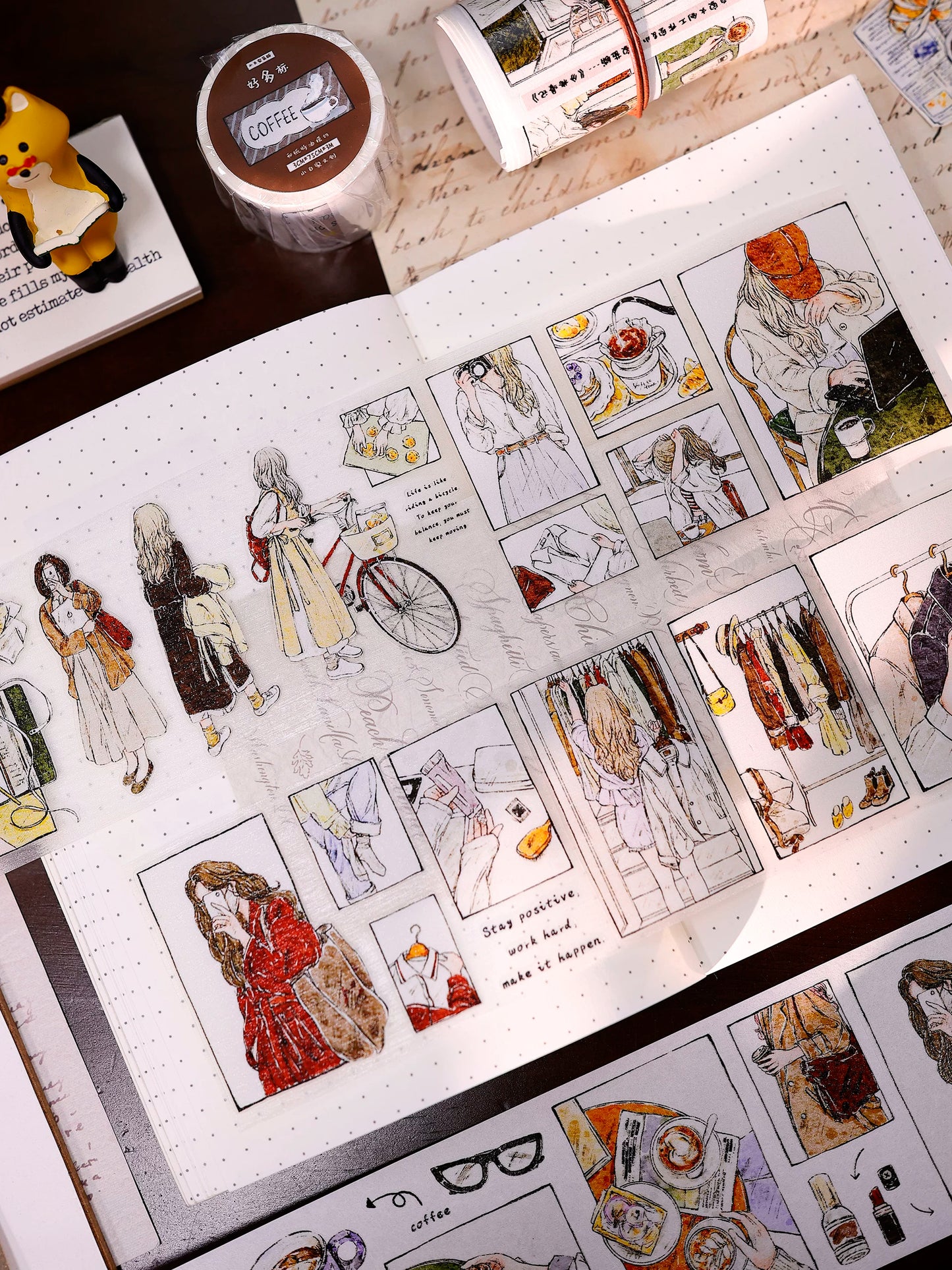 XiaoBaiJia Salt Series【Fengge Manji】Pre-cut Orginal Design Comic-style Daily Life Washi/Pet Tape Light Retro Stickers