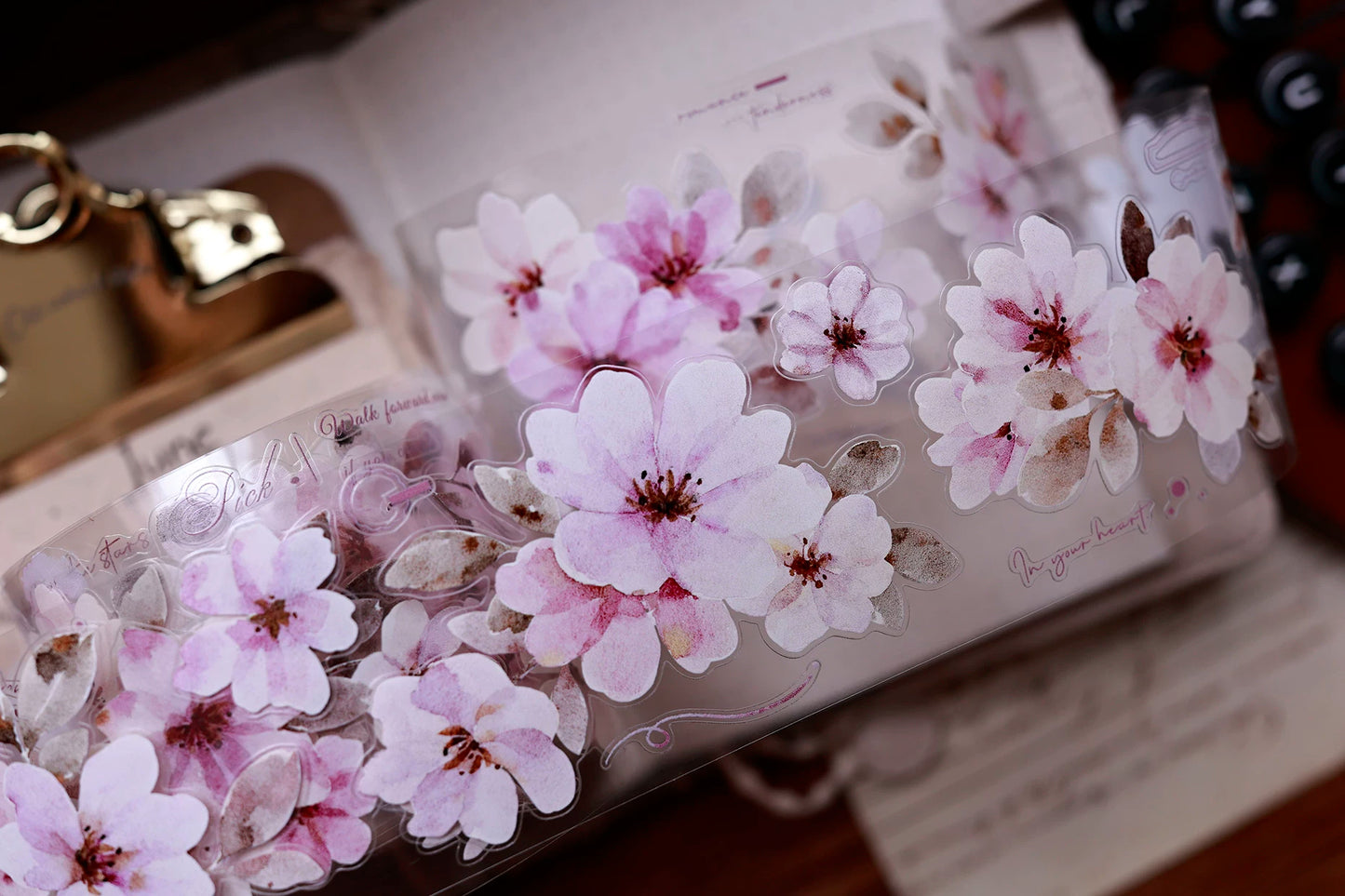 XiaoBaiJia Salt Series【Pink Mist Letter Paper】Pre-cut Orginal Design Washi/Pet Tape Light Retro Stickers