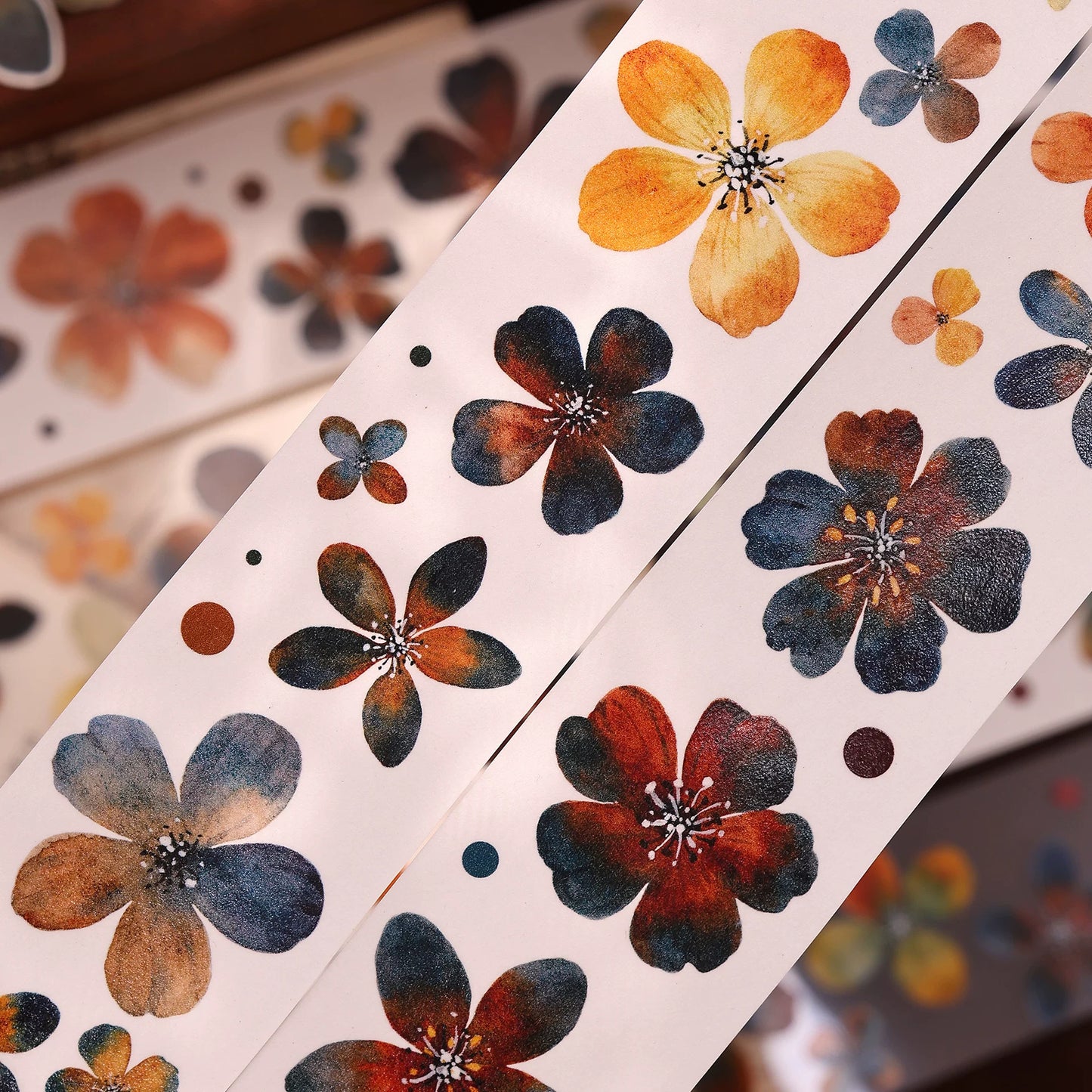 XiaoBaiJia Salt Series【Cold Tea Brown】Orginal Design Kiss-cut Washi/Pet Floral Tape Light Retro Landscaping Stickers