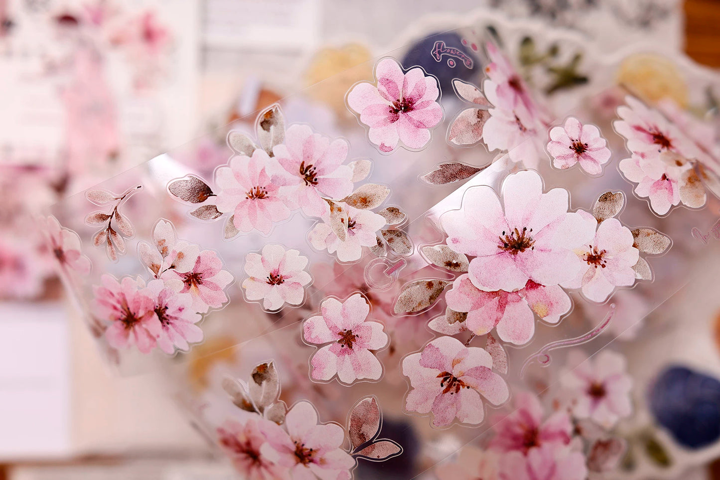 XiaoBaiJia Salt Series【Pink Mist Letter Paper】Pre-cut Orginal Design Washi/Pet Tape Light Retro Stickers