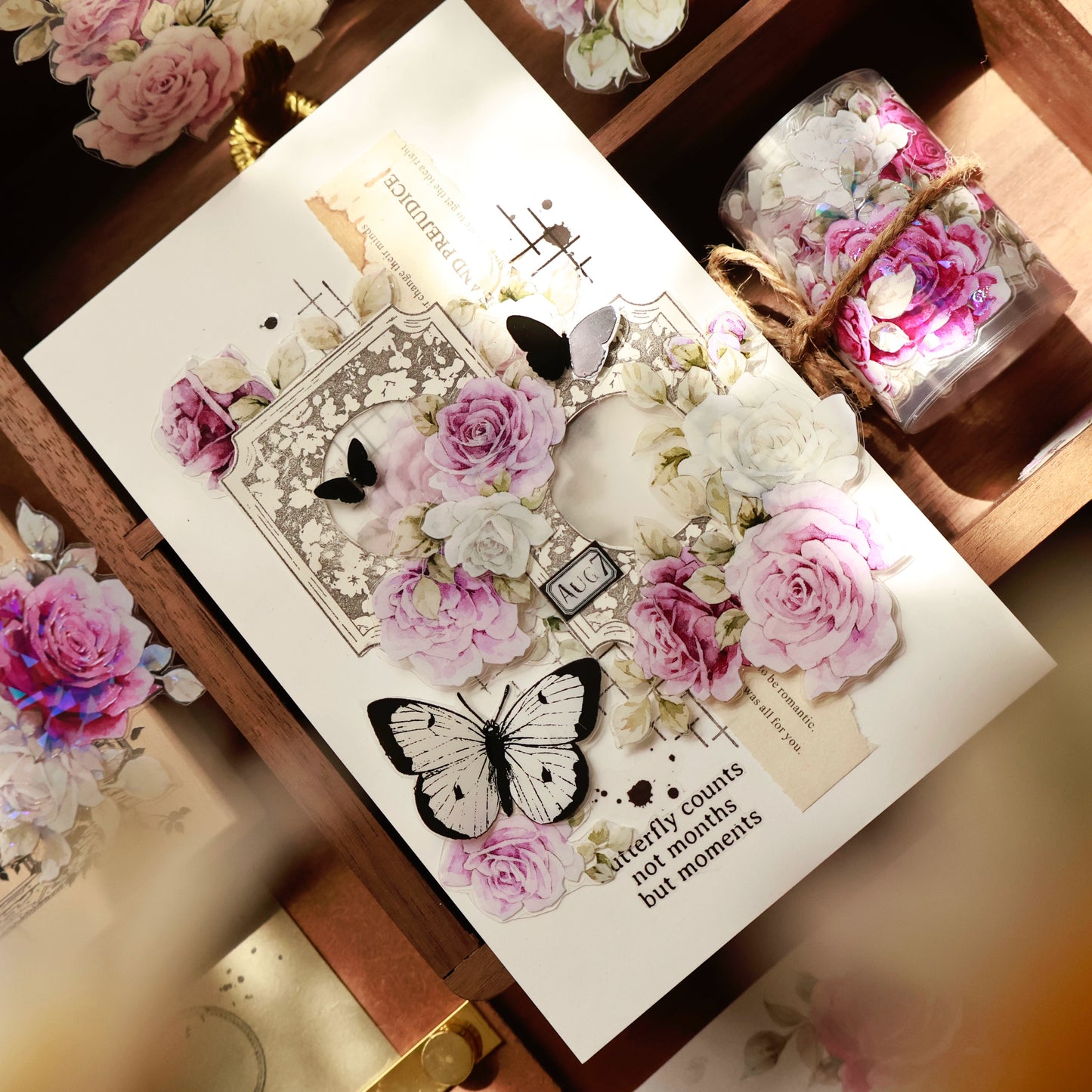 YiEr Vol15【Starry Purple】Orginal Design Pre-cut Washi/Pet Floral Tape Light Retro Landscaping Stickers