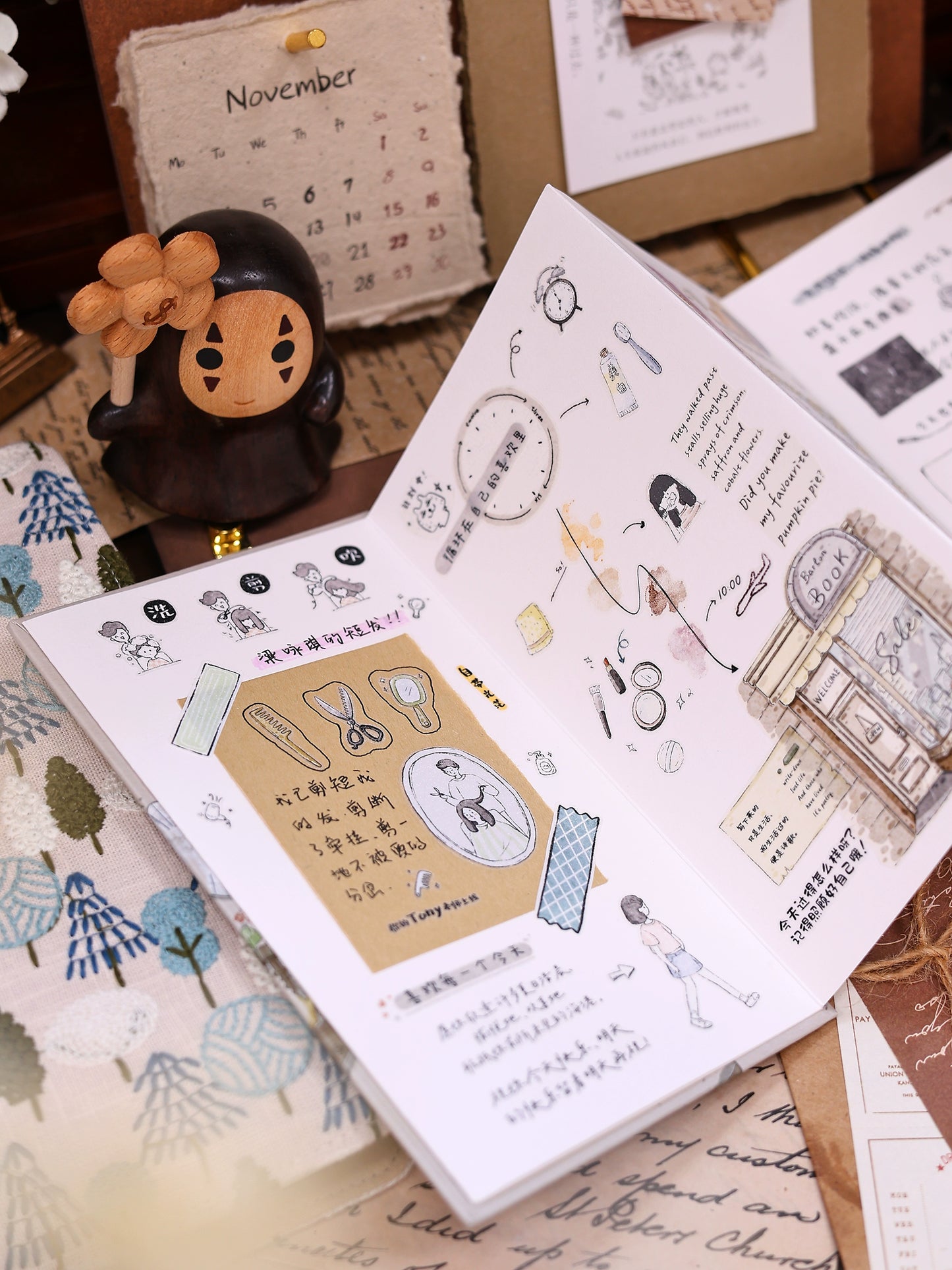 XiaoBaiJia Minimalist Style【Daily Affairs】Light Retro Orginal Design Washi Pet Tape Landscape Stickers