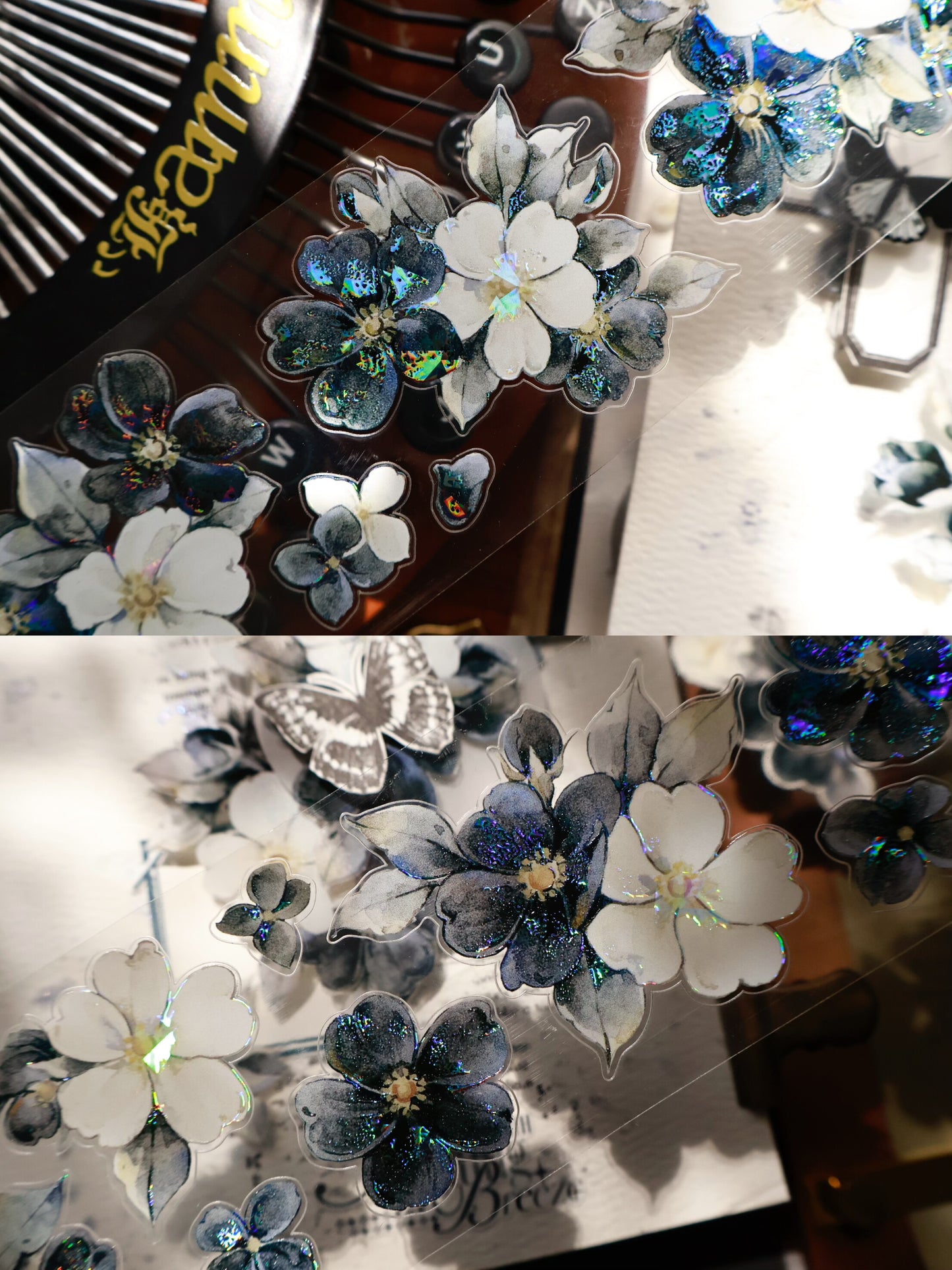 YiEr Vol15【Black and White Narrative Language】Orginal Design Pre-cut Washi/Pet Floral Tape Light Retro Landscaping Stickers