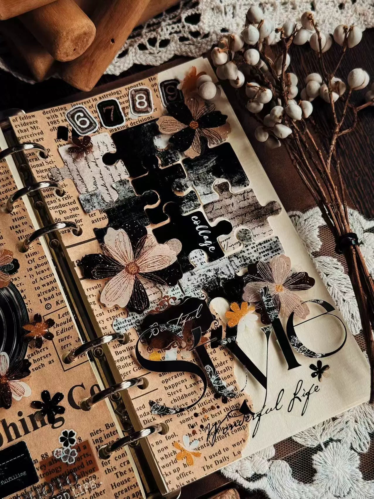 Linlanxi 【Puzzle Painting】Original  Pre-cut Washi/Pet Tape,New Fashion Retro Wider English Counted Tape