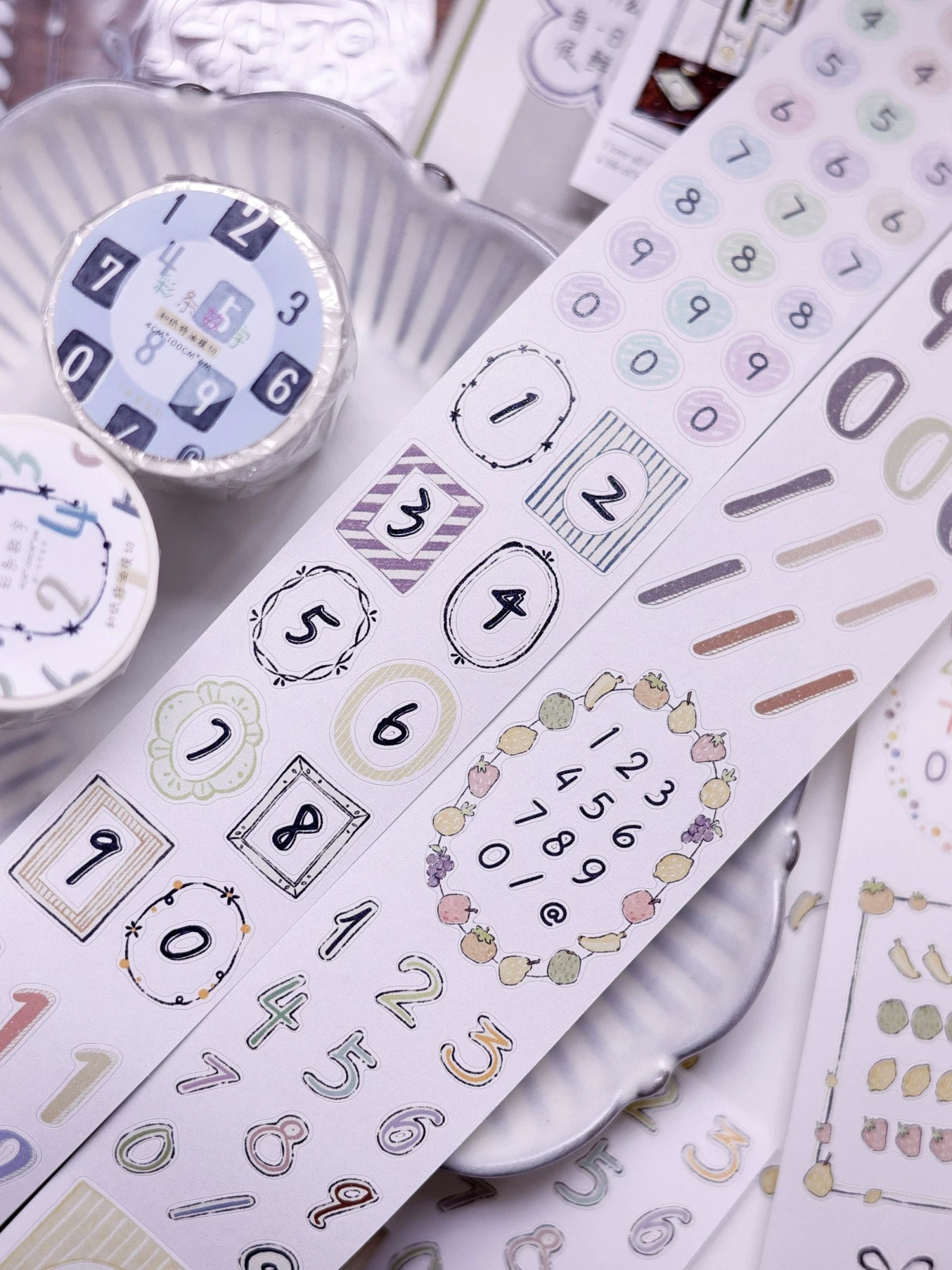 XiaoBaiJia Salt Series【Color Bar Numbers】Pre-cut Orginal Design Text Washi/Pet Tape Light Retro Stickers