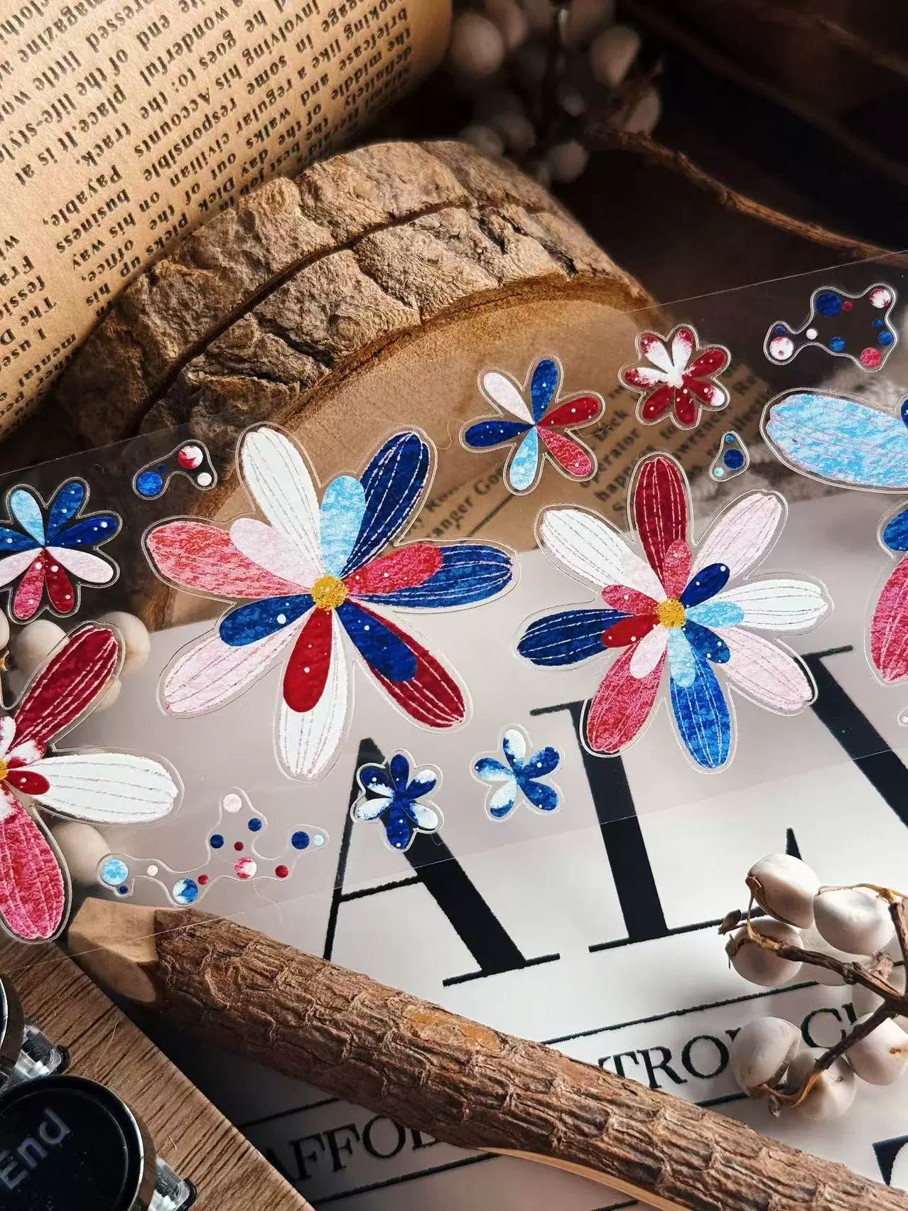 Linlanxi Vol14【Gelaier】【Blue Pink Dai】Original Design Retro Exquisite Vintage Decorative Washi/Pet Tape