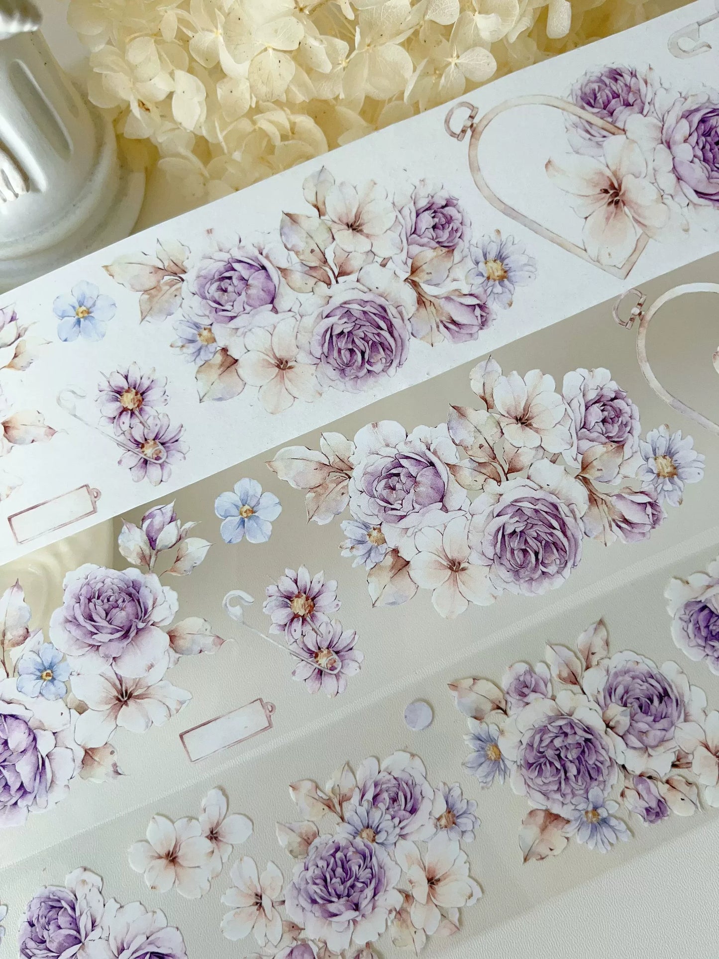 YiEr Vol11【Dushan Purple】Light Retro Floral Washi Tape and PET Stickers