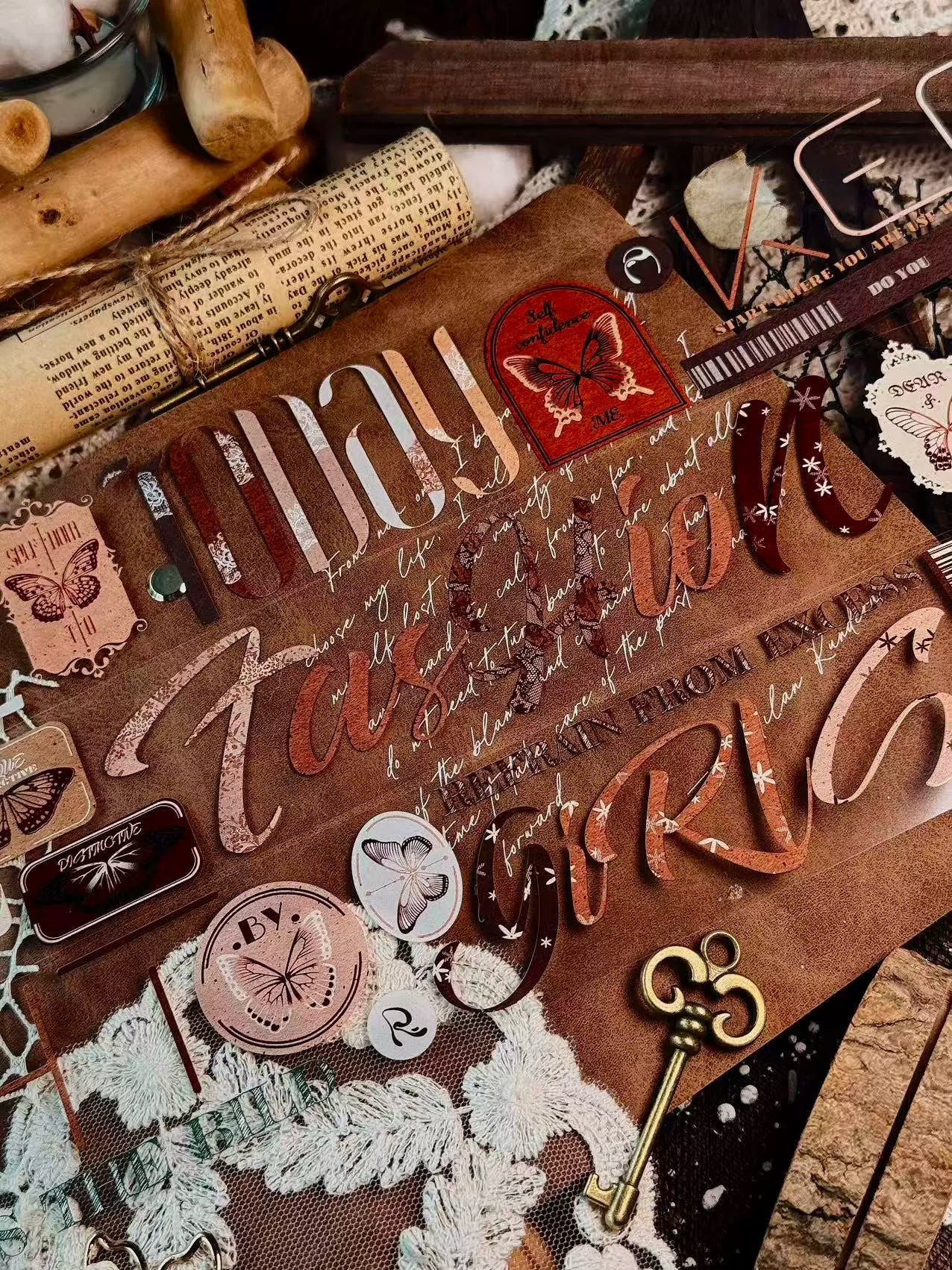 Linlanxi 【Residual Charm and Flowing Light】Original Pre-cut Washi/Pet Tape,New Fashion Retro Wider English Text