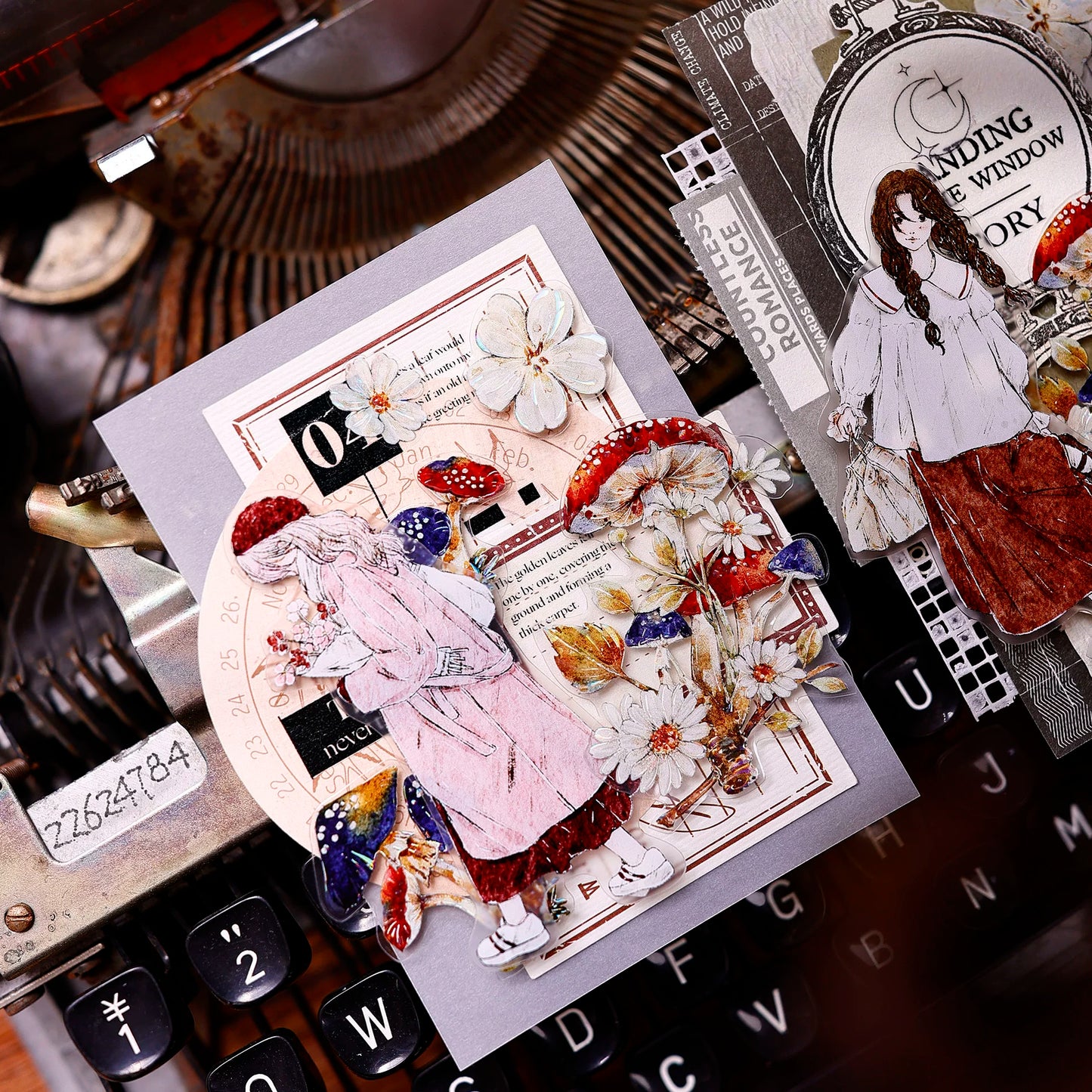 XiaoBaiJia【Mushroom Tales in the Woods】Orginal Design Kiss-cut Washi Pet Floral Tape Light Retro Landscaping Stickers