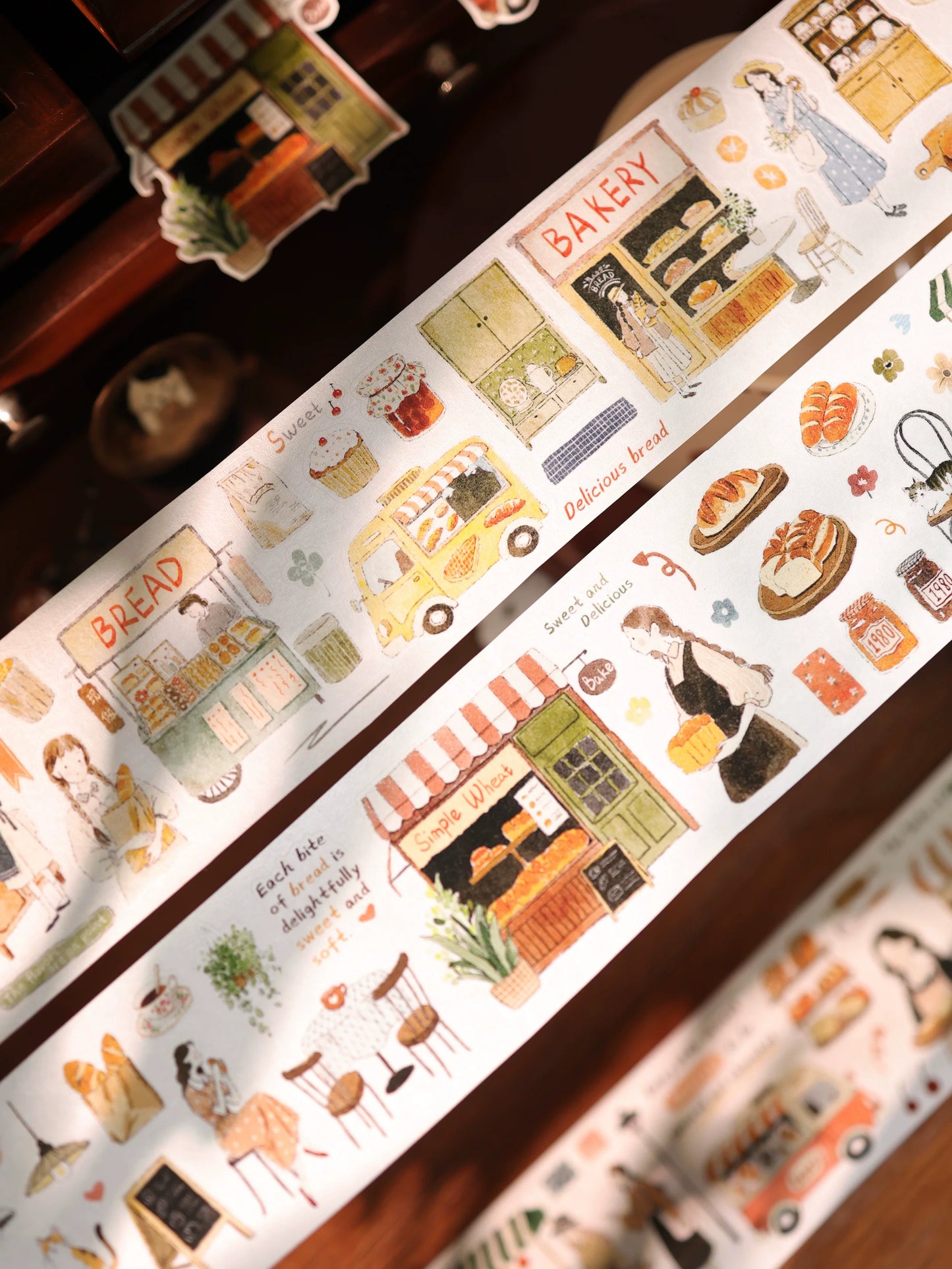 YiEr Vol17【Daily Life at the Bakery】Kiss-cut Light Retro Base Washi Tape and PET Stickers