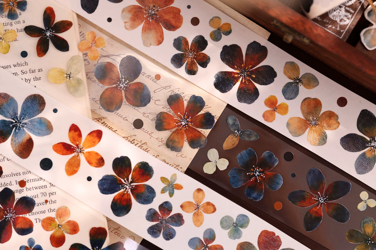 XiaoBaiJia Salt Series【Cold Tea Brown】Orginal Design Kiss-cut Washi/Pet Floral Tape Light Retro Landscaping Stickers