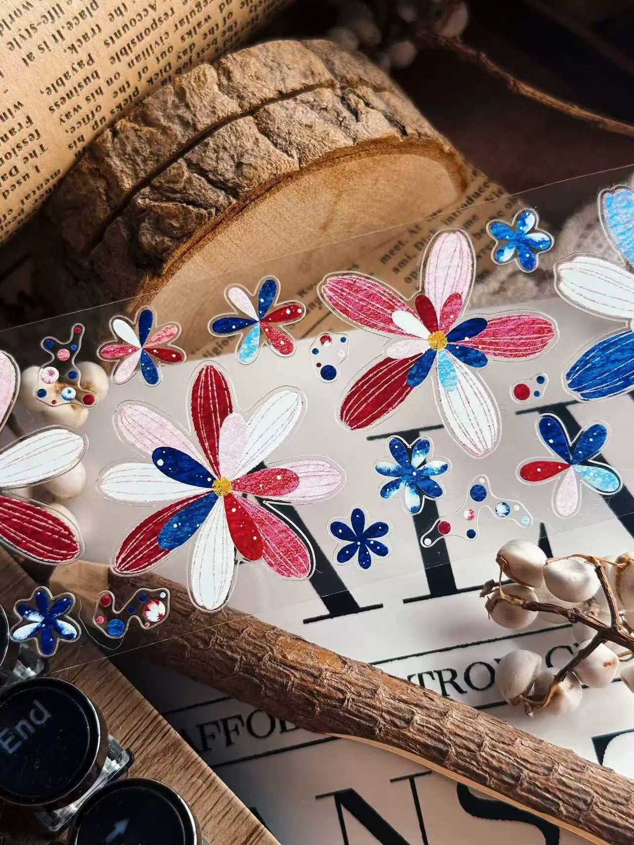 Linlanxi Vol14【Gelaier】【Blue Pink Dai】Original Design Retro Exquisite Vintage Decorative Washi/Pet Tape