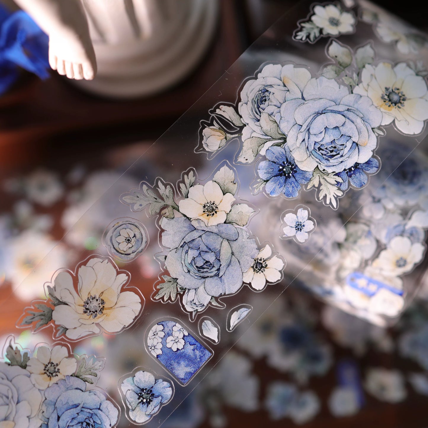 YiEr Vol17【Blue-Violet Flower】Kiss-cut Floral Washi Tape and PET Stickers