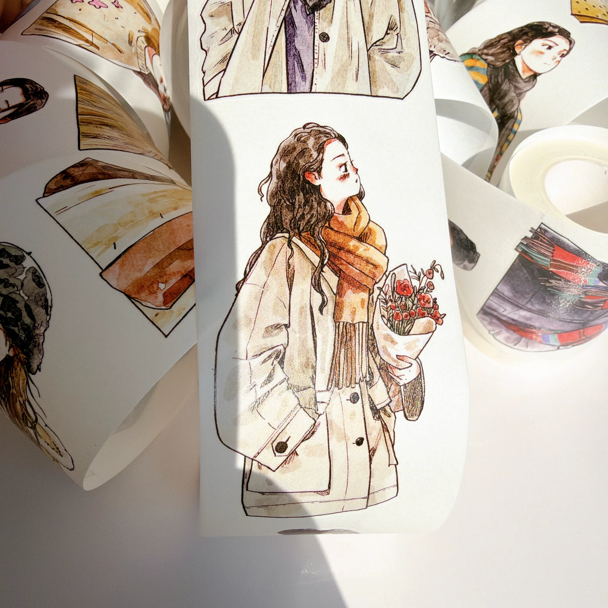 Kaixiaoxun Vol14【Small Avatar】 Pre-Cut Long Loop Washi/Matte PET Tape for Scrapbook Supplies,Junk Journal Supplies