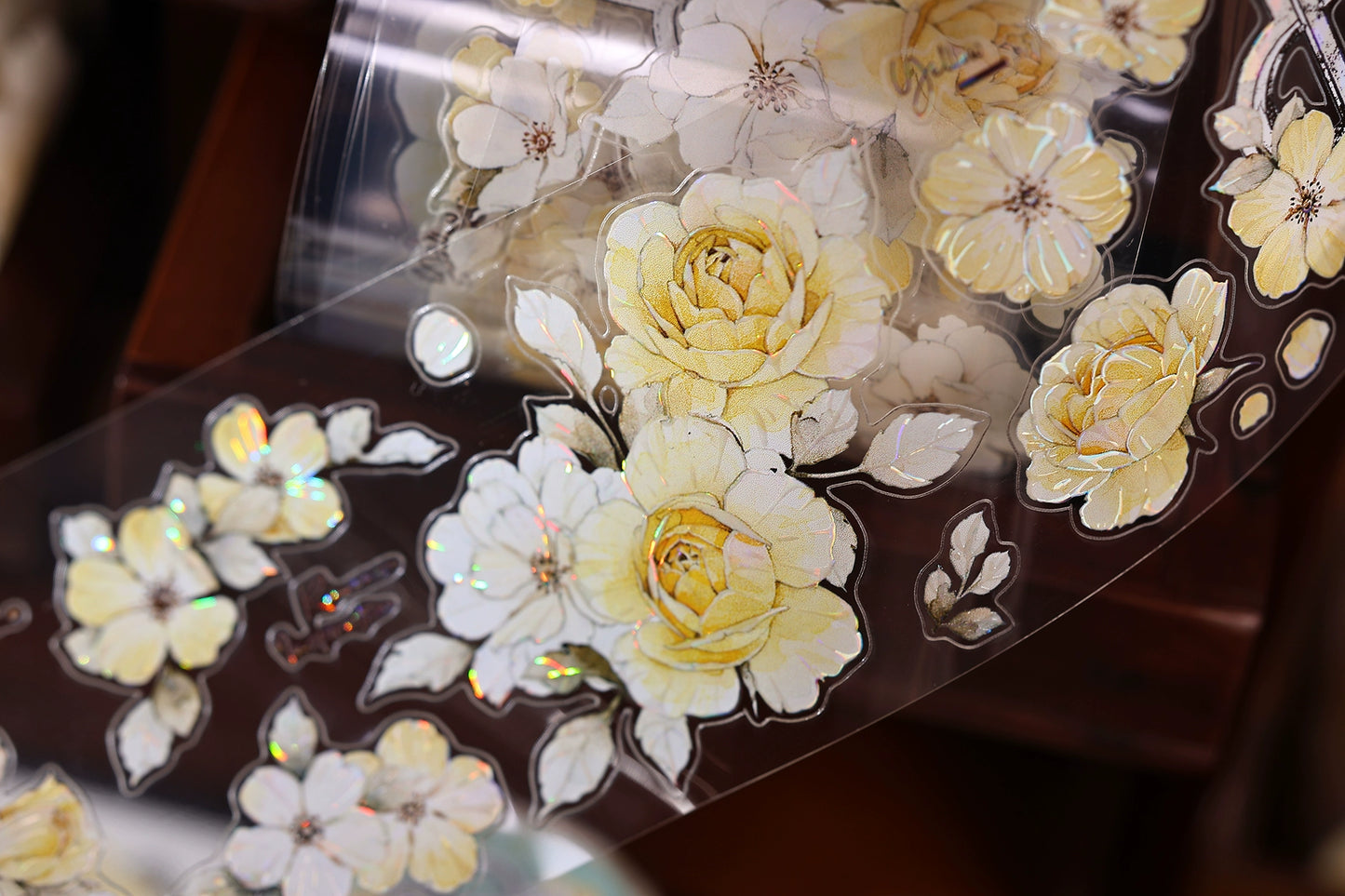 XiaoBaiJia【Yellow Rose】Light Retro Orginal Design Washi Pet Tape Landscape Stickers