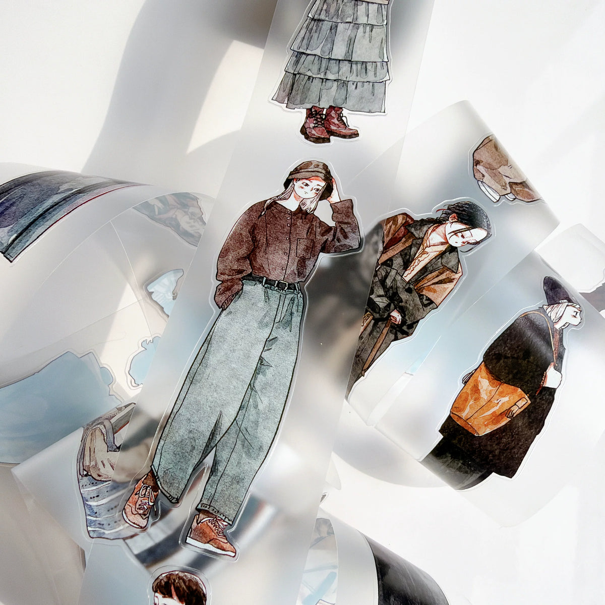 Kaixiaoxun Vol14【Late Autumn】 Pre-Cut Long Loop Washi/Matte PET Tape for Scrapbook Supplies,Junk Journal Supplies