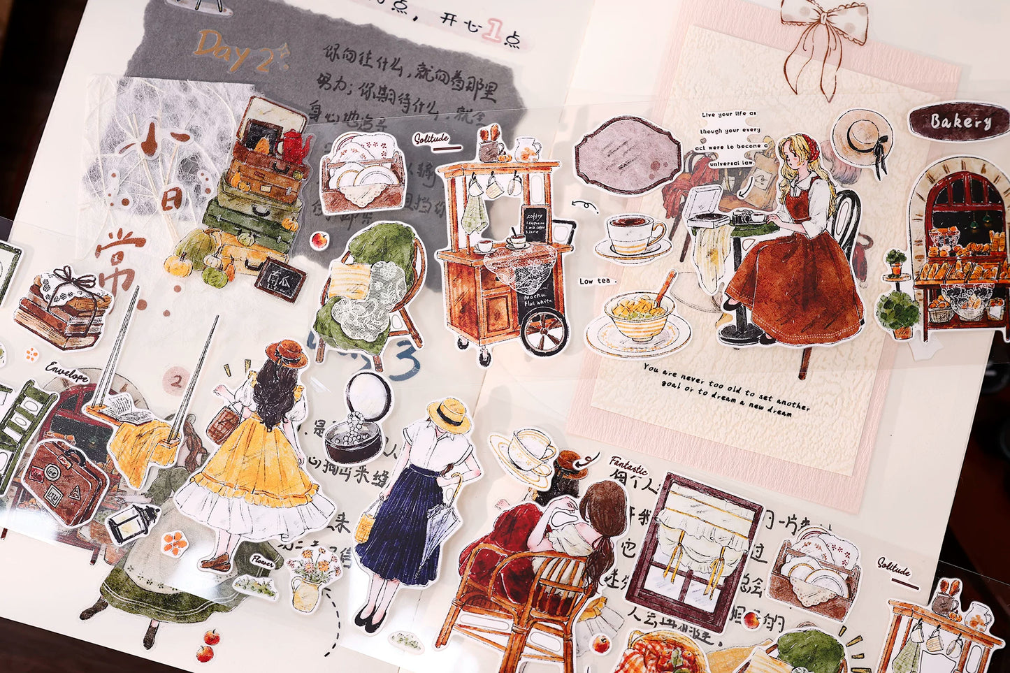 XiaoBaiJia Salt Series【Warm Light and Leisurely Delights】Pre-cut Orginal Design Vintage Scene Washi/Pet Tape Light Retro Stickers