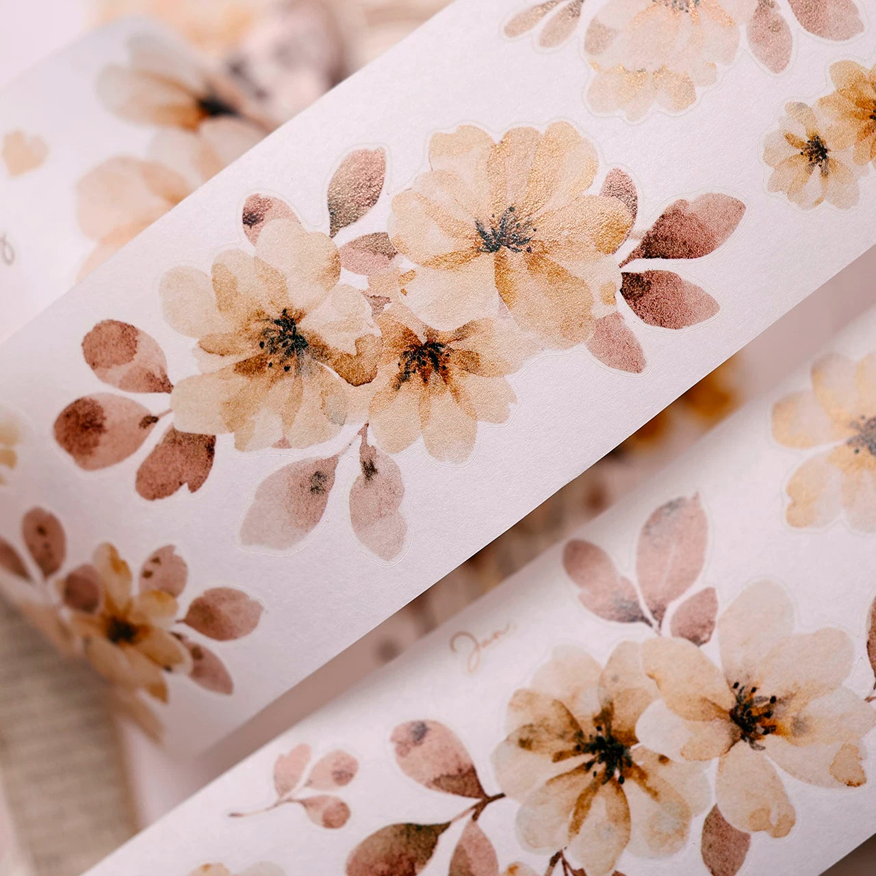 XiaoBaiJia Salt Series【Warm Yellow Fragrant Branches】Pre-cut Orginal Design Washi/Pet Tape Light Retro Stickers