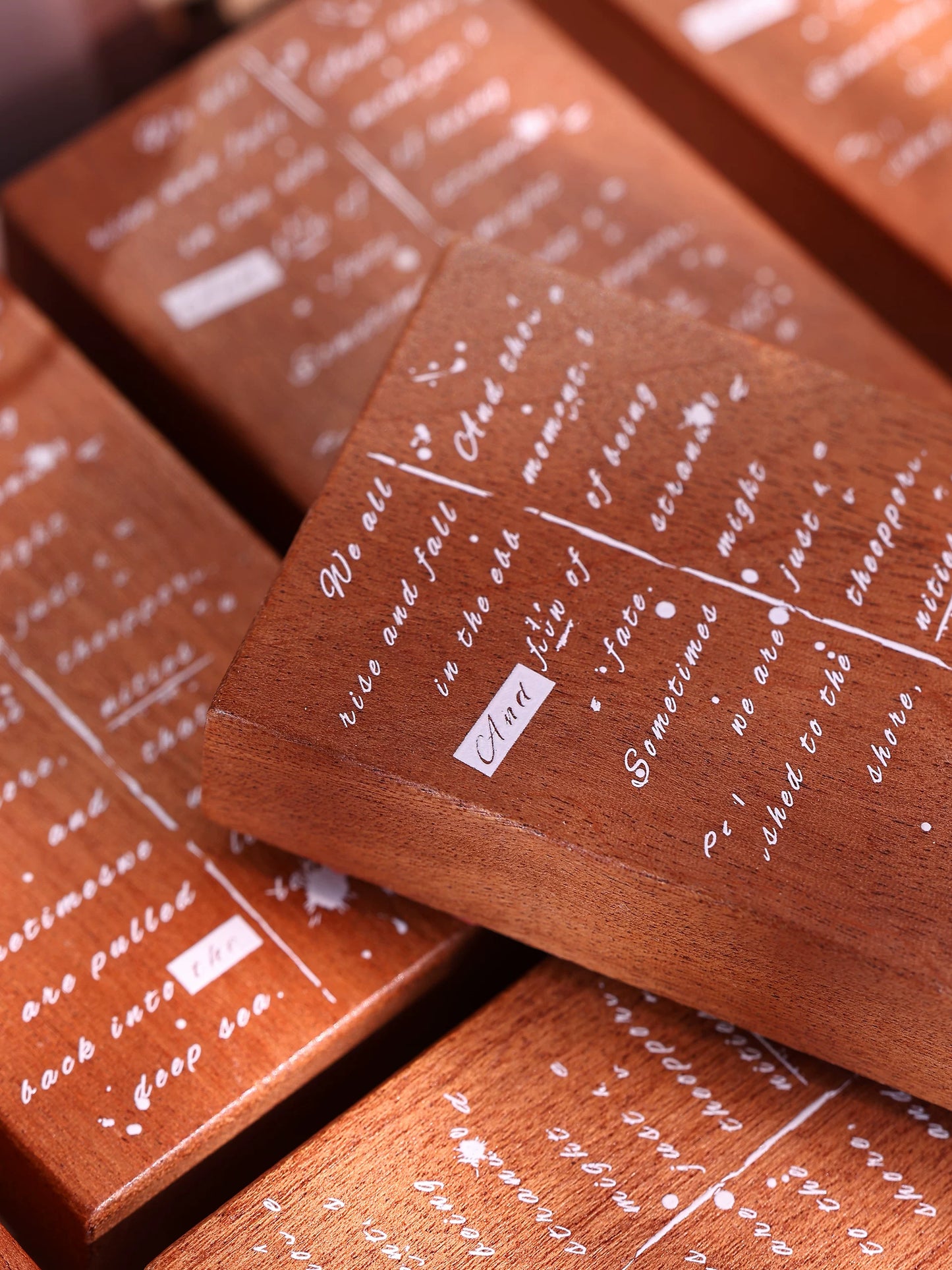 XiaoBaiJia【Basic Text Backgroud Stamp】Imported Shabili Red Rubber and Maple Wood Stamp