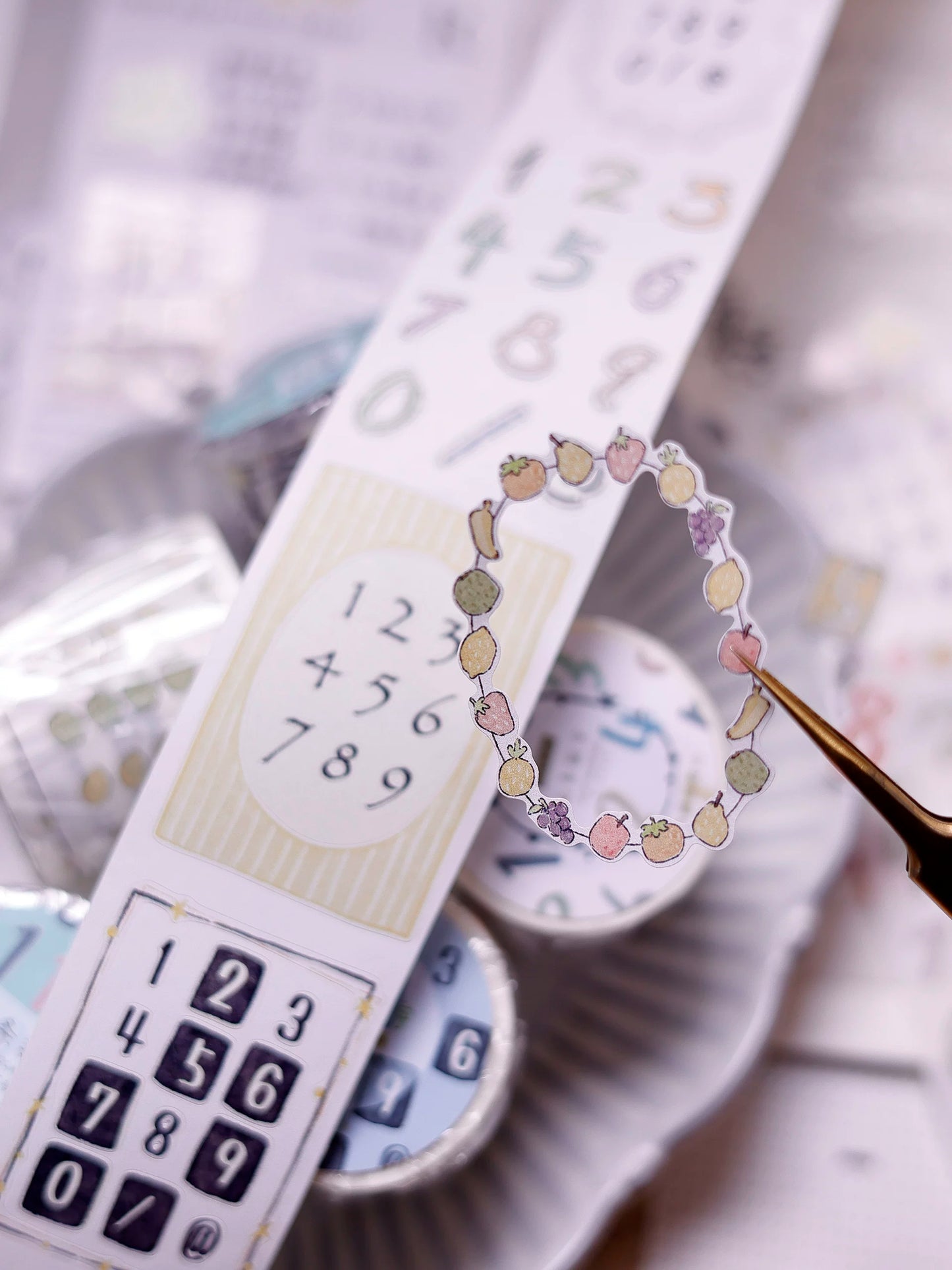 XiaoBaiJia Salt Series【Color Bar Numbers】Pre-cut Orginal Design Text Washi/Pet Tape Light Retro Stickers
