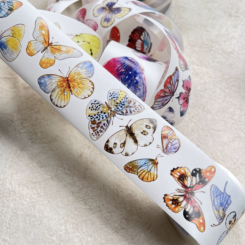 DingDing Vol8【28#Butterfly】Original Character Design Vintage Casualness Girl Washi/PET Tape Stickers, for Scrapbook Supplies,Scrapbook Tape Stickers,Junk Journal Supplies